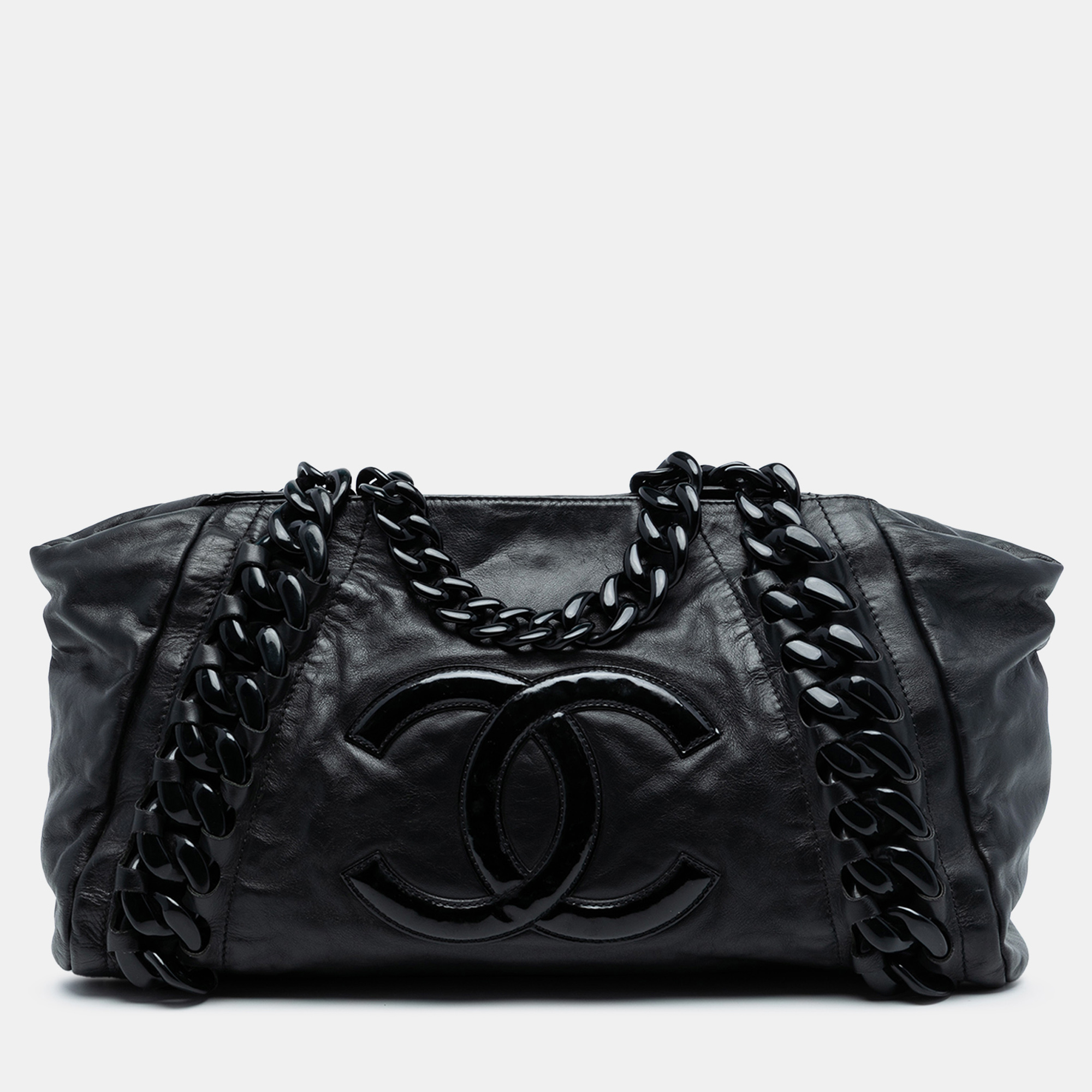 

Chanel Black Calfskin Modern Chain Rhodoid East West Tote