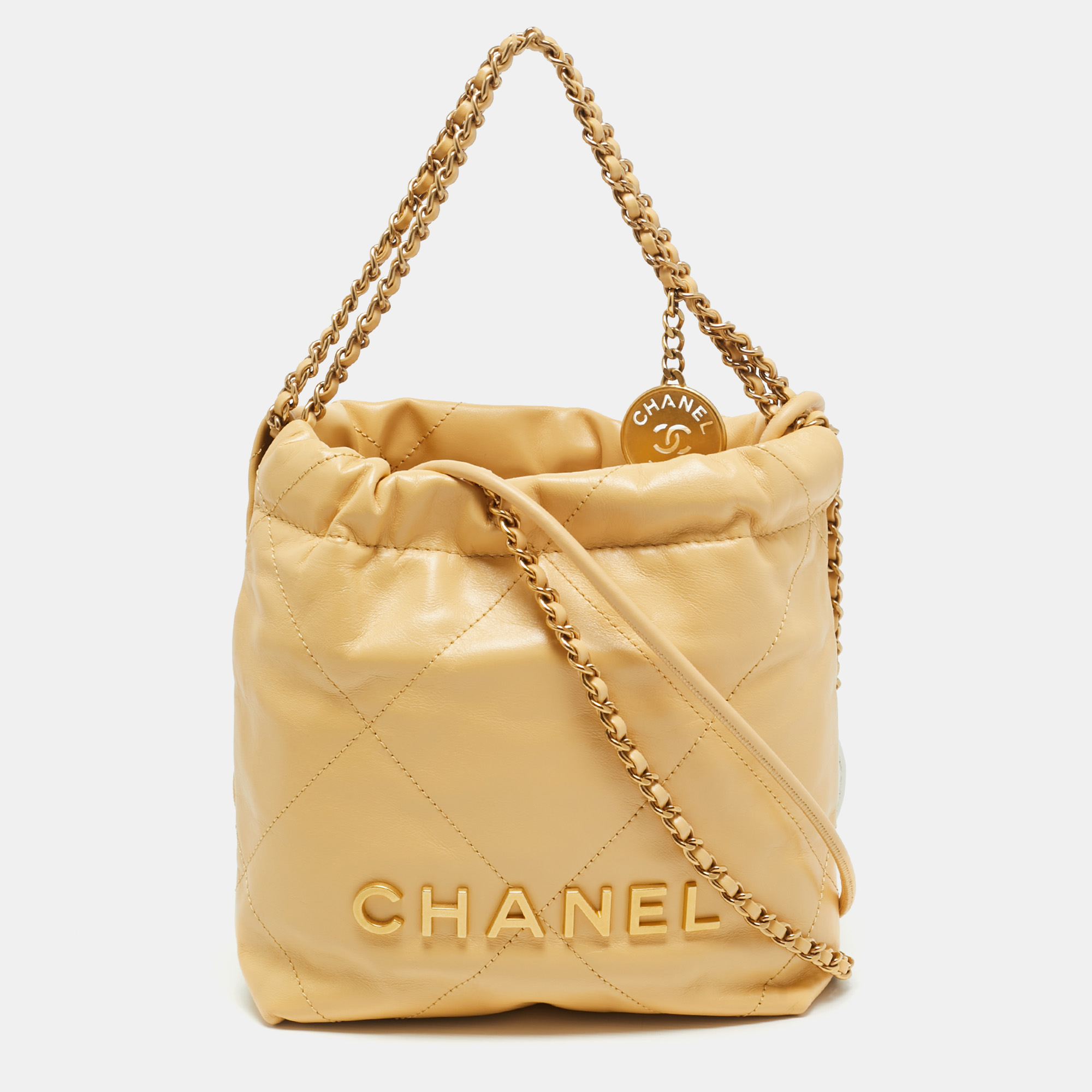 

Chanel 22 Mini Cream Quilted Leather Chain Bag