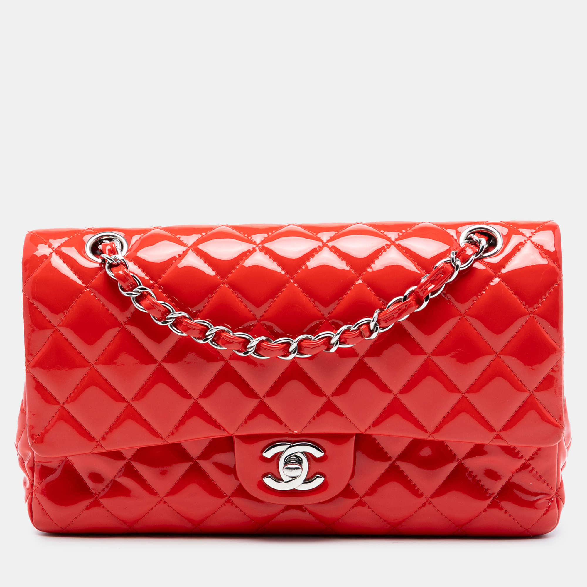 

Chanel Red Medium Classic Patent Double Flap