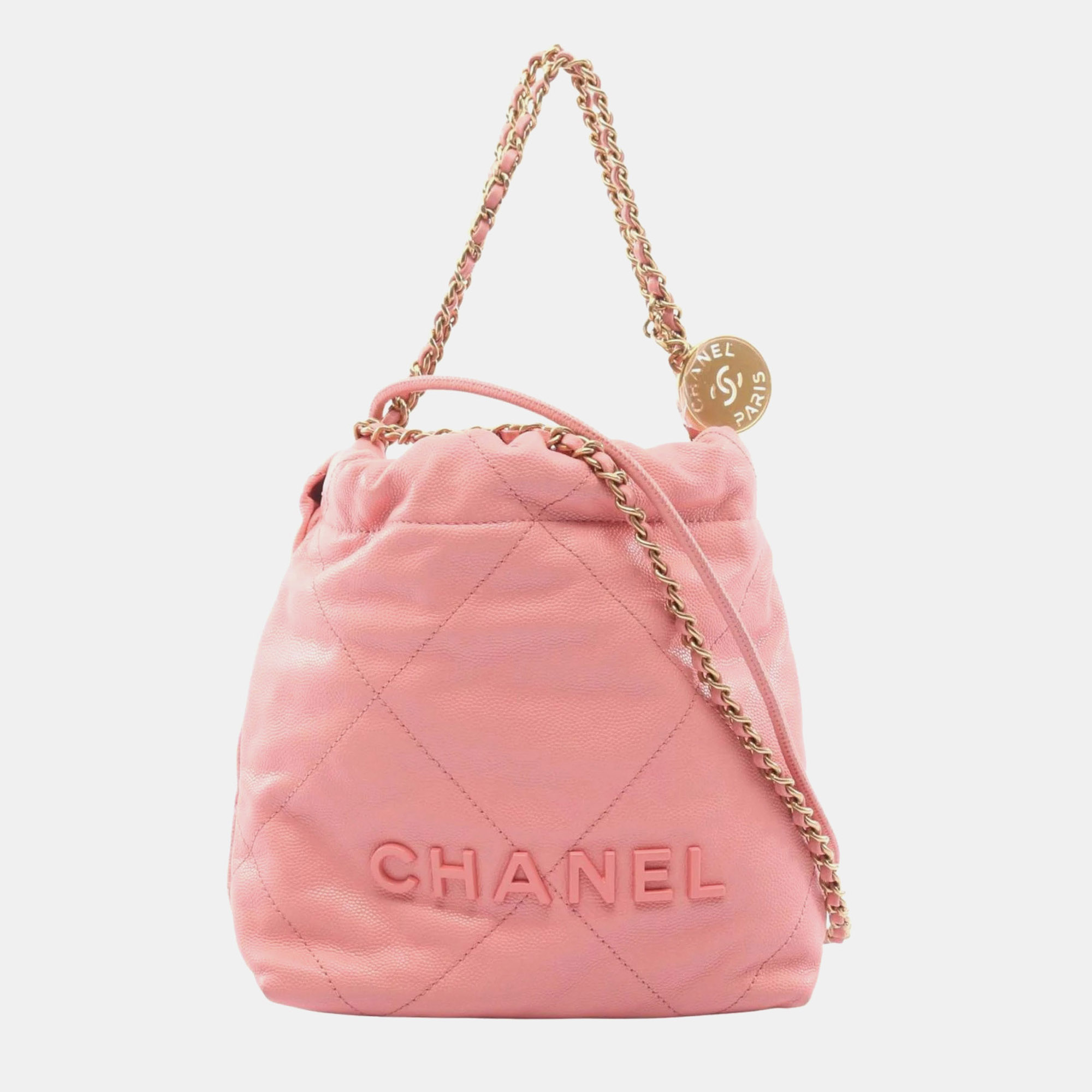 

Chanel 22 Mini Shoulder Bag In Grained Calfskin Leather Pink