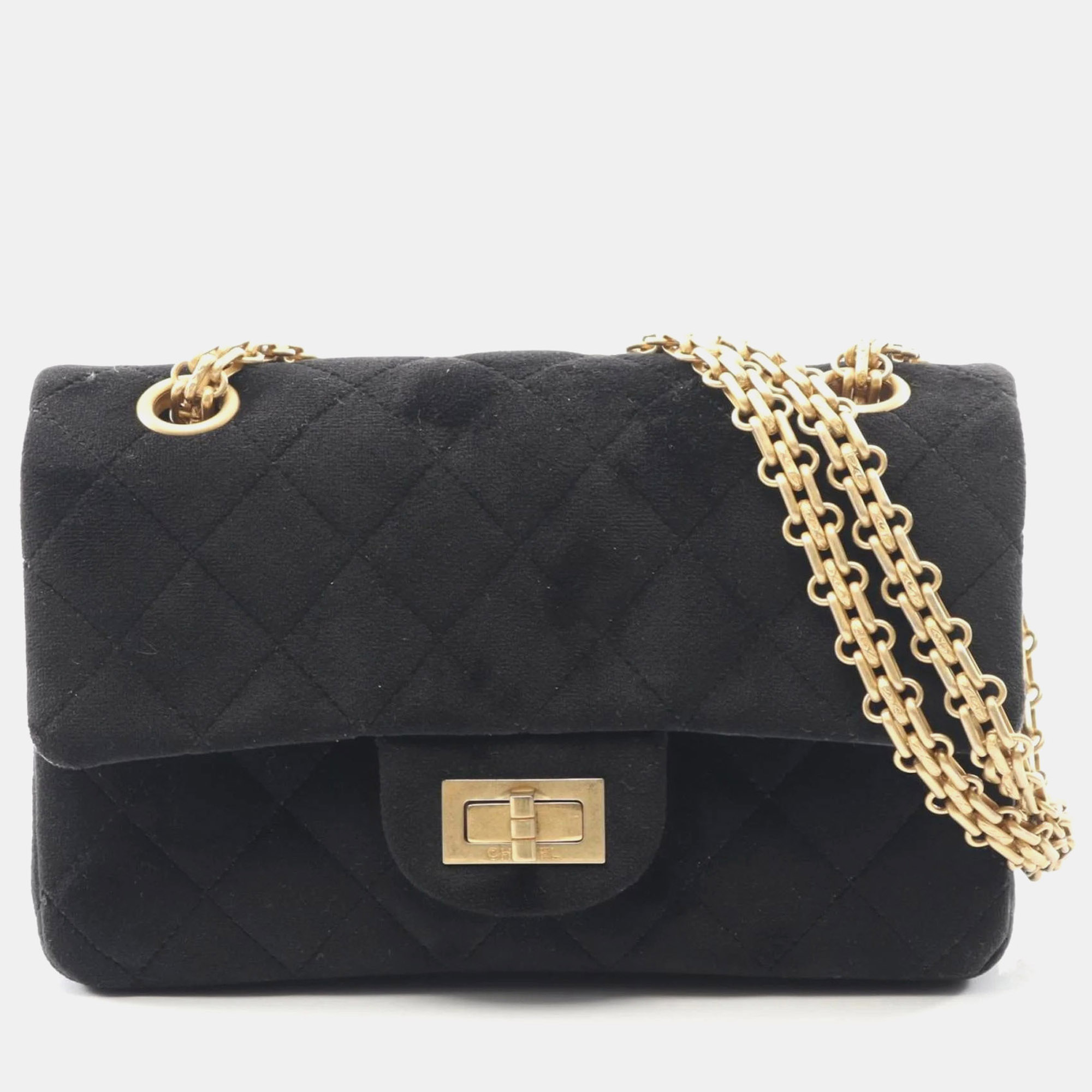

Chanel 2.55 Shoulder Bag Fabric Black
