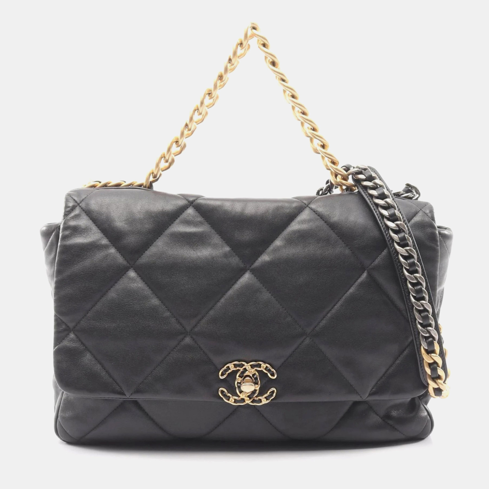 

Chanel 19 Disneuf Maxi Shoulder Bag In Lambskin Sheepskin Black
