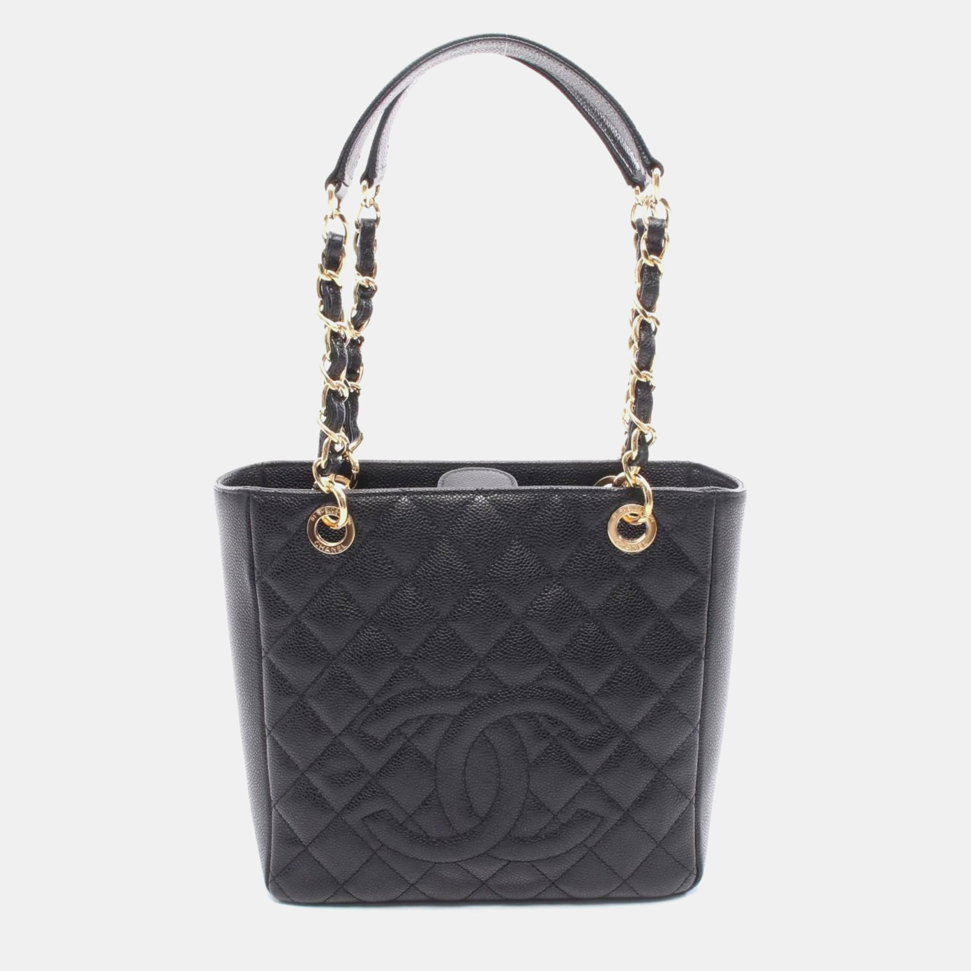 

Chanel Matelasse Pst Tote Bag In Caviar Grained Calfskin Black