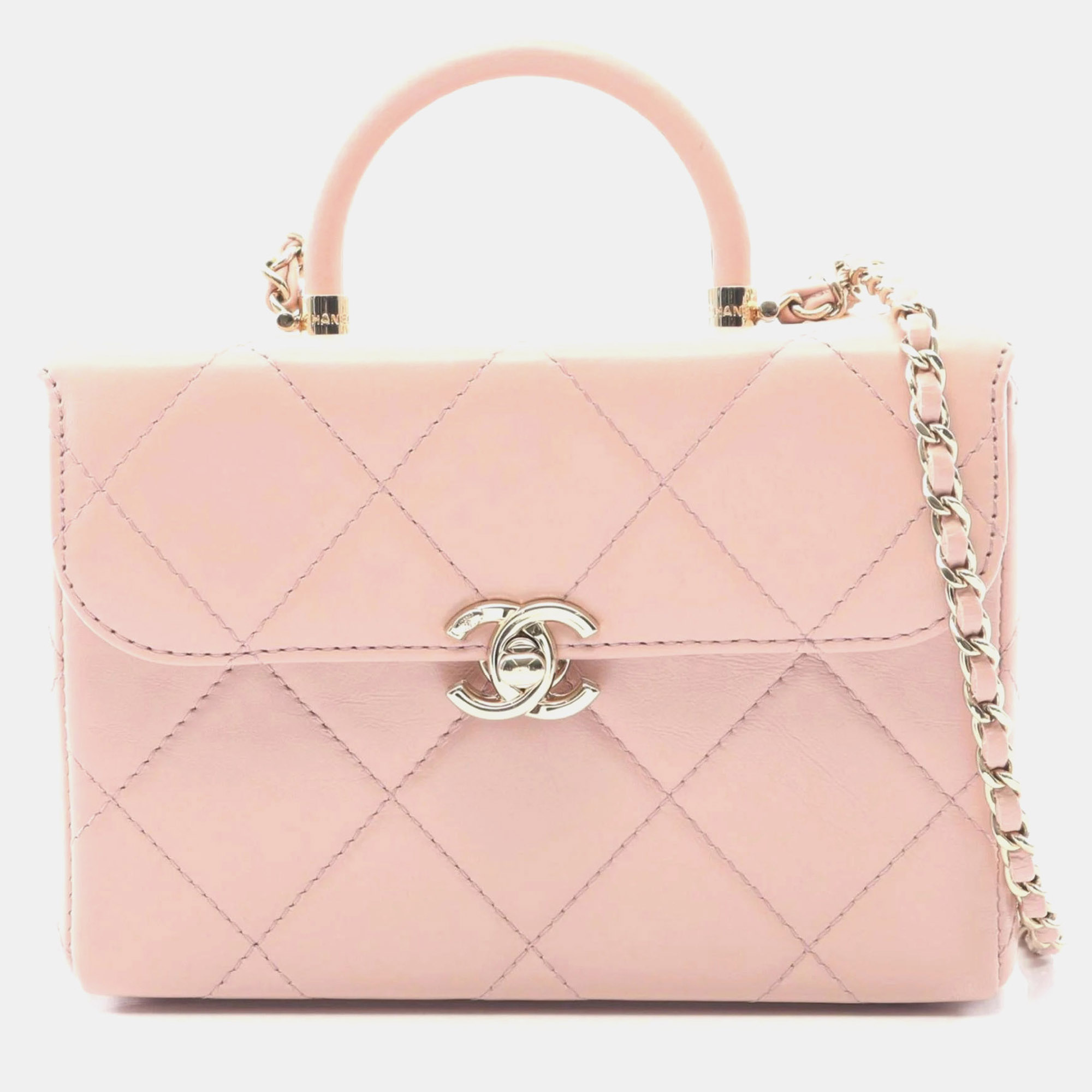 

Chanel Matelasse Top Handle Shoulder Bag Leather Pink