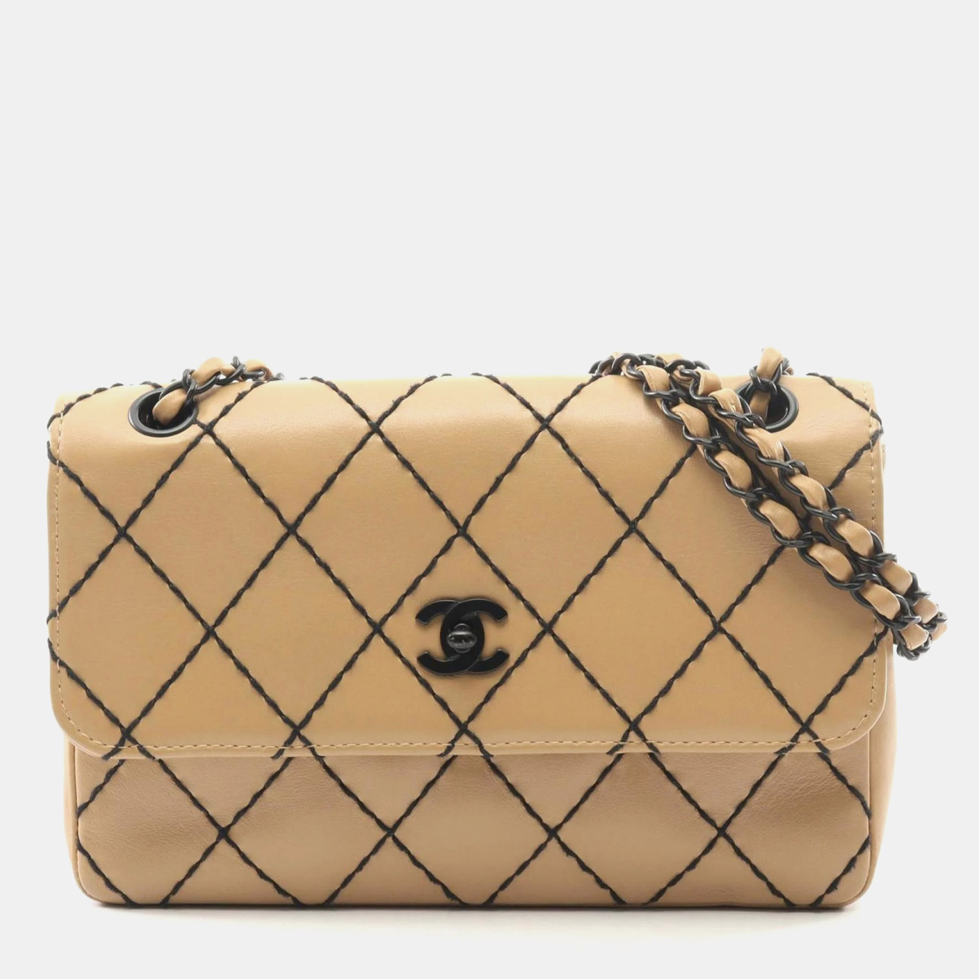 

Chanel Wild Stitch Beige Leather Shoulder Bag