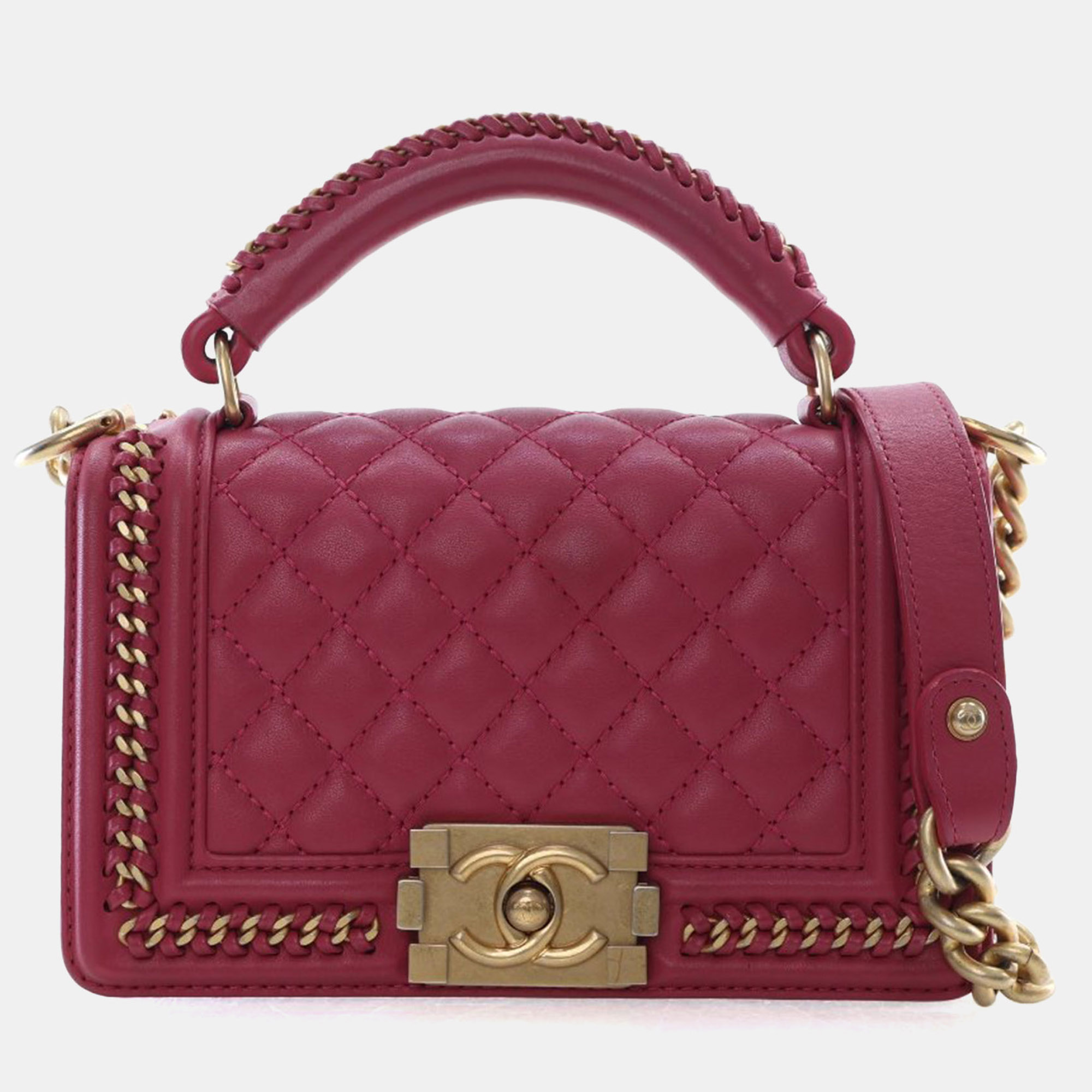 

Chanel Small Calfskin Top Handle Boy Bag, Pink