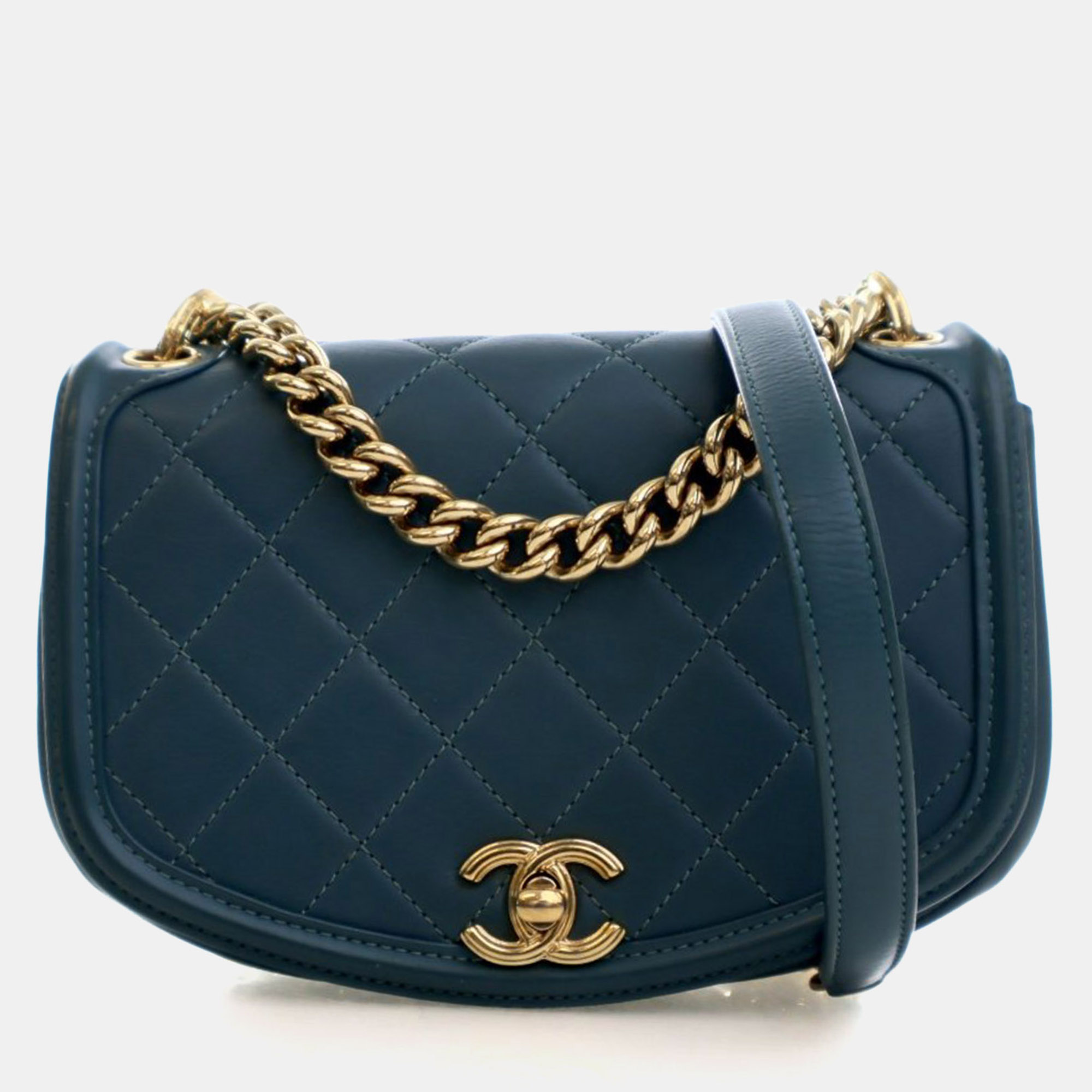 

Chanel Mini Lambskin Curved Shoulder Bag, Green
