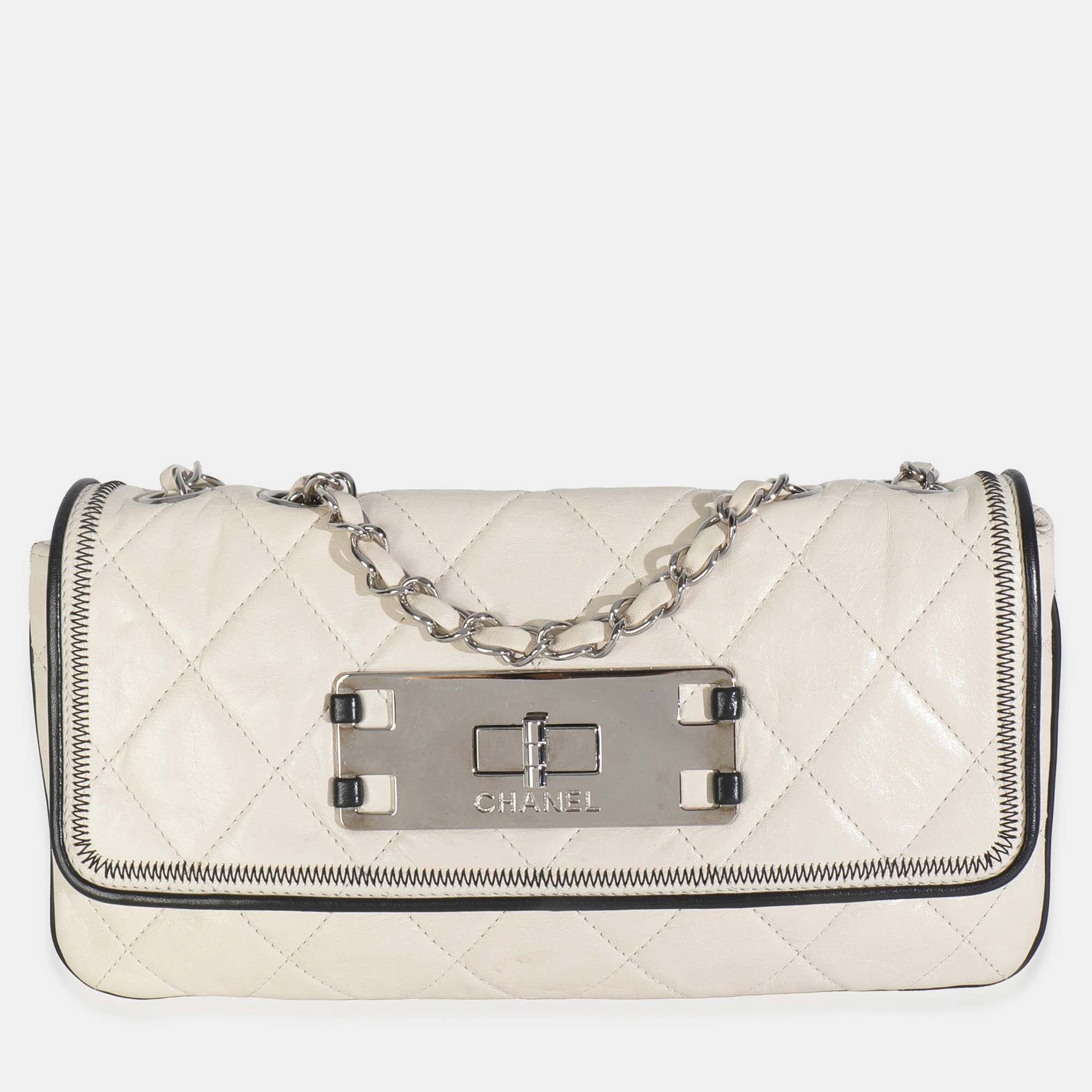 

Chanel White Quilted Lambskin East/West Reissue Flap Bag