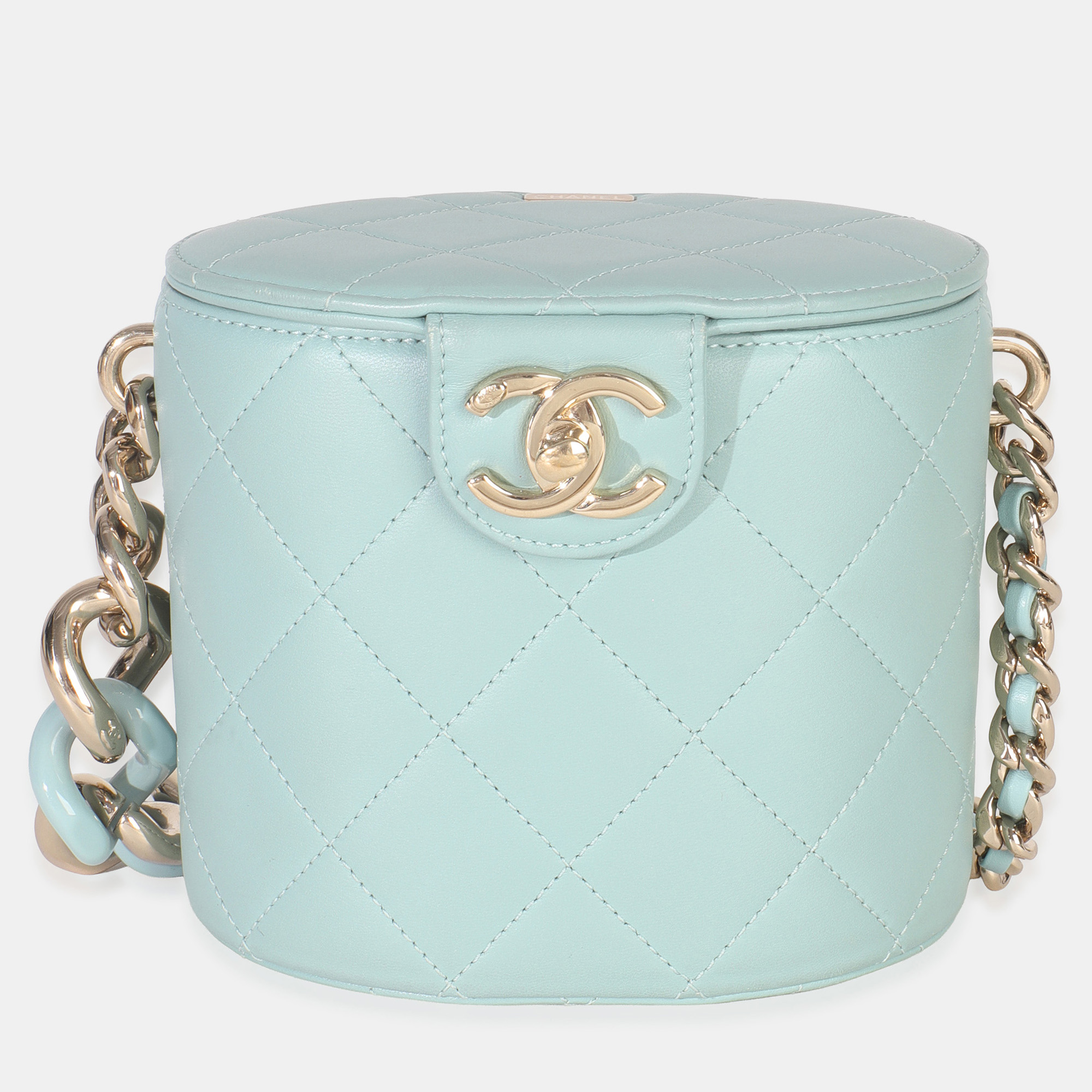 

Chanel Light Blue Quilted Lambskin Resin Elegant Vanity Case