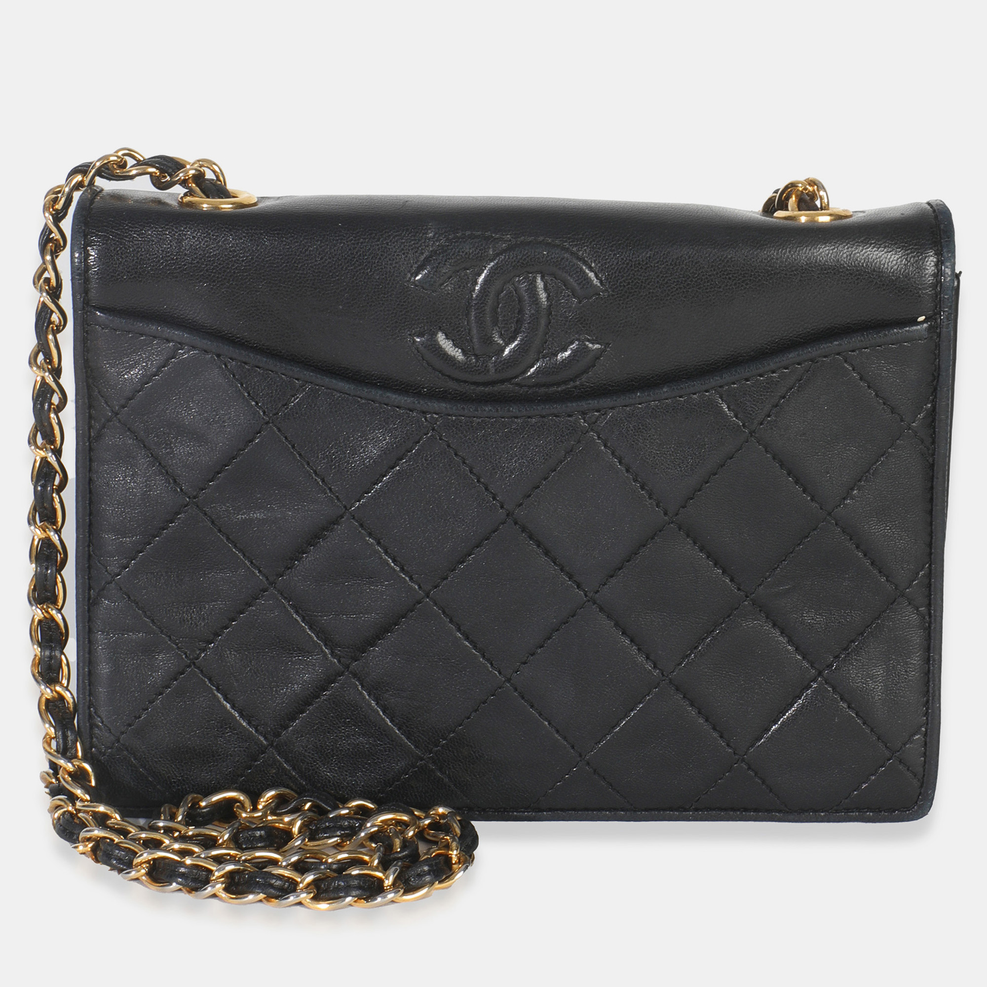 

Chanel Vintage Black Quilted Lambskin CC Chain Flap Bag