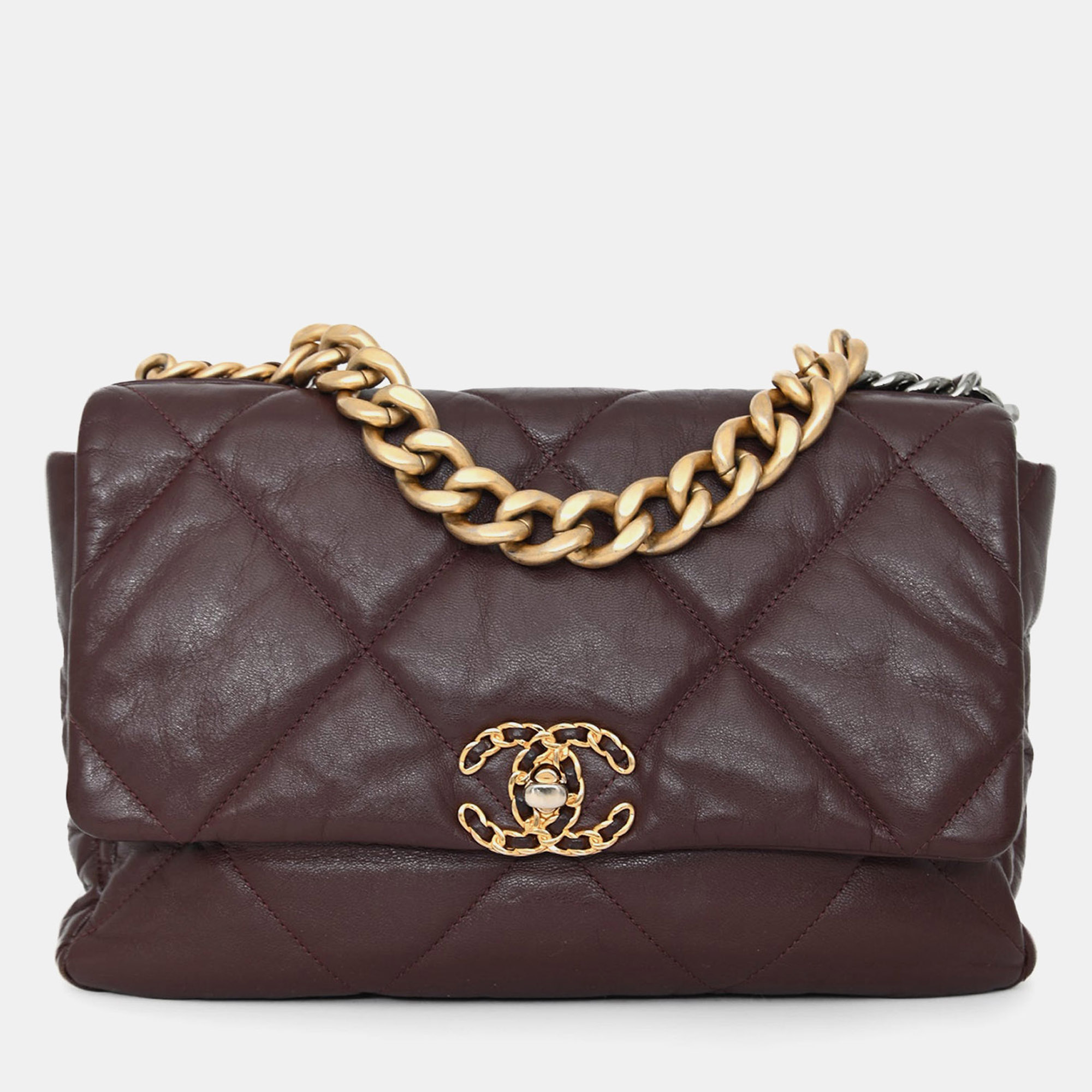 

Chanel 2019-20 Burgundy Leather Large 19 Flap Chain Bag
