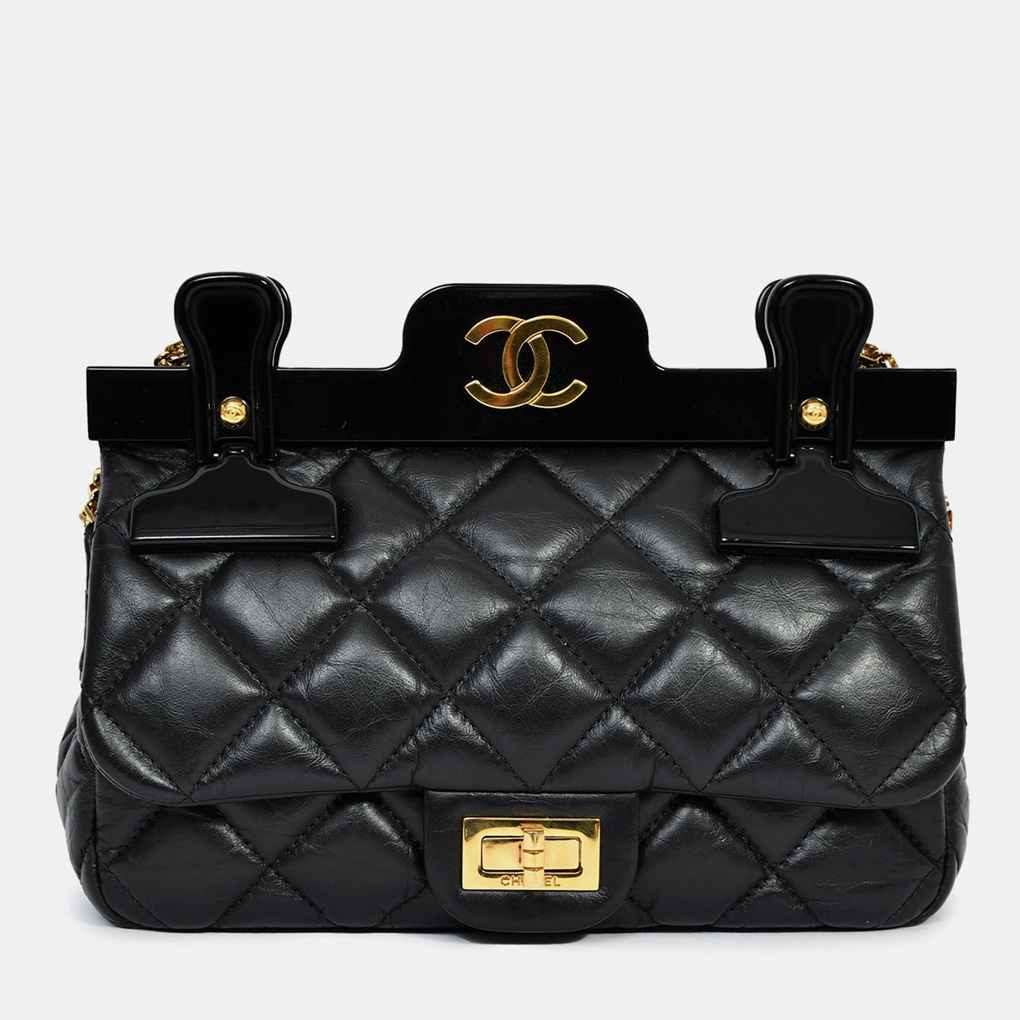 

Chanel 2016-17 Runway Black Calfskin Leather 2.55 Reissue Hanger Flap Bag