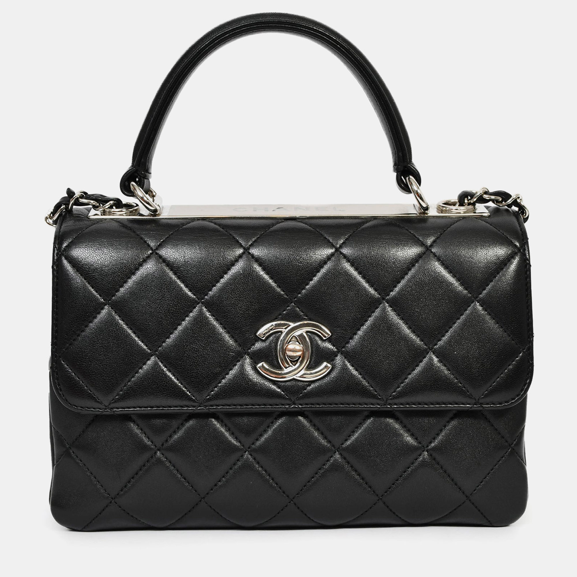 

Chanel 2017 Black Lambskin Leather Trendy Top Handle Bag