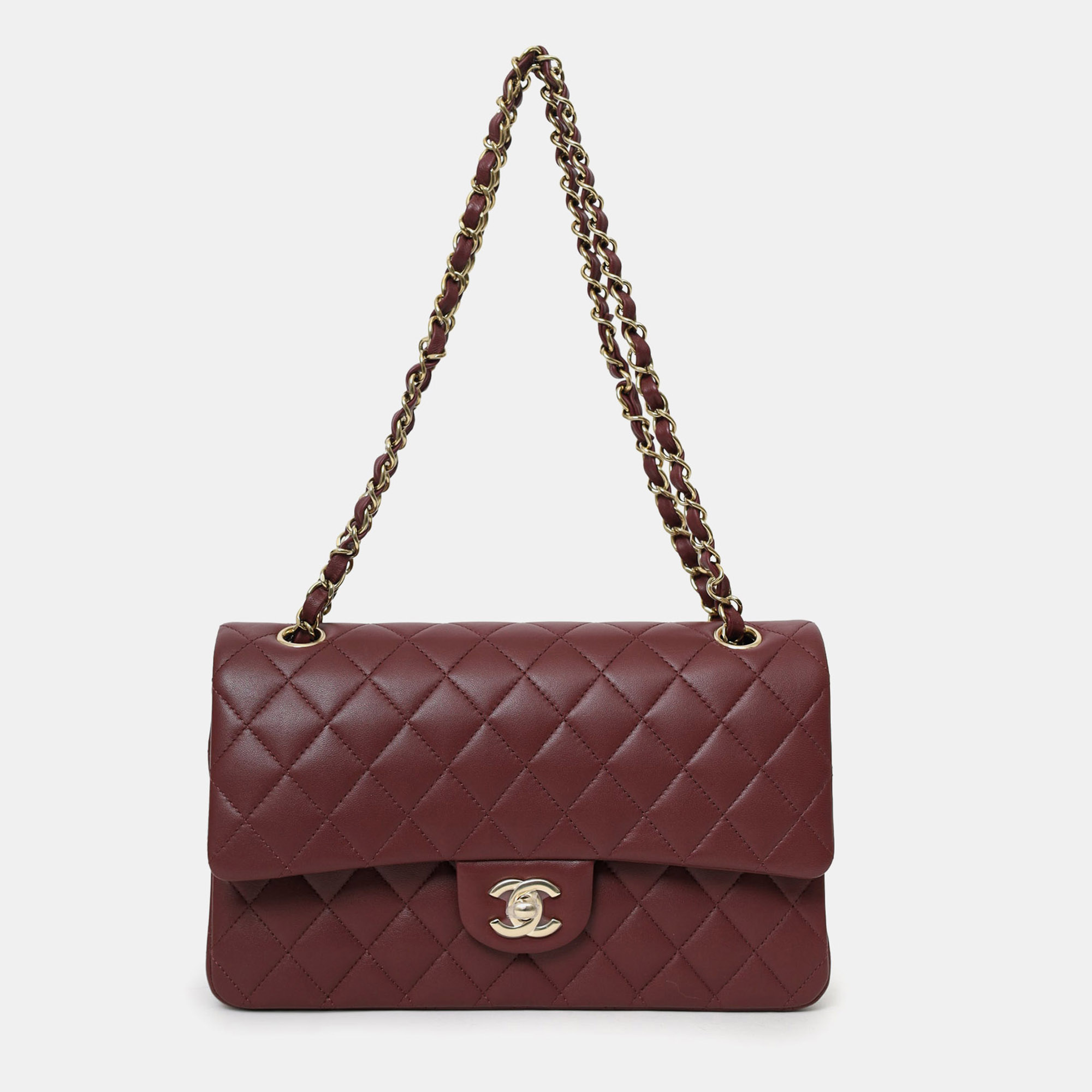 

Chanel 2022+ Burgundy Lambskin Medium Double Flap Shoulder Bag