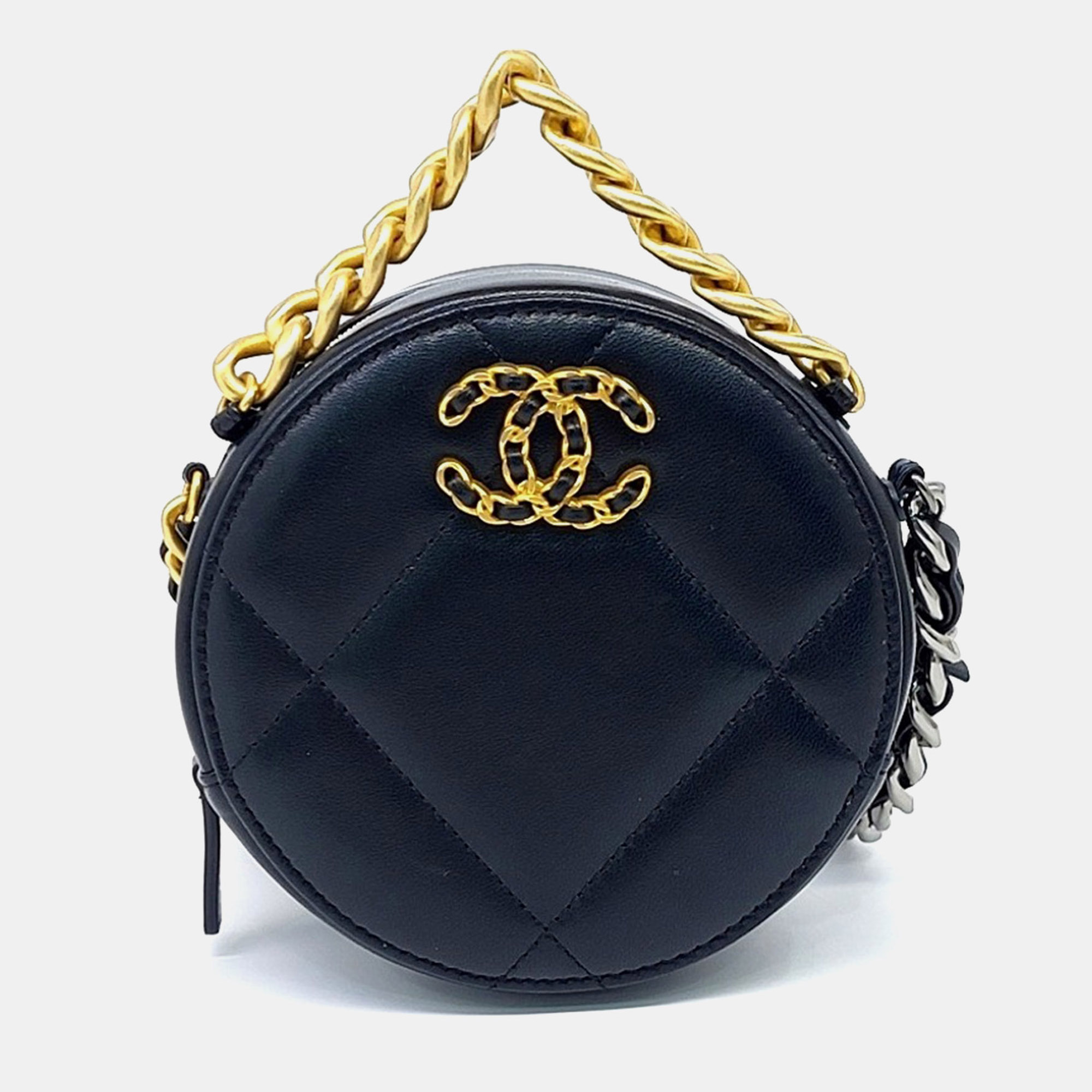 

Chanel Black Leather 19 Round Mini Crossbody Bag AP0945