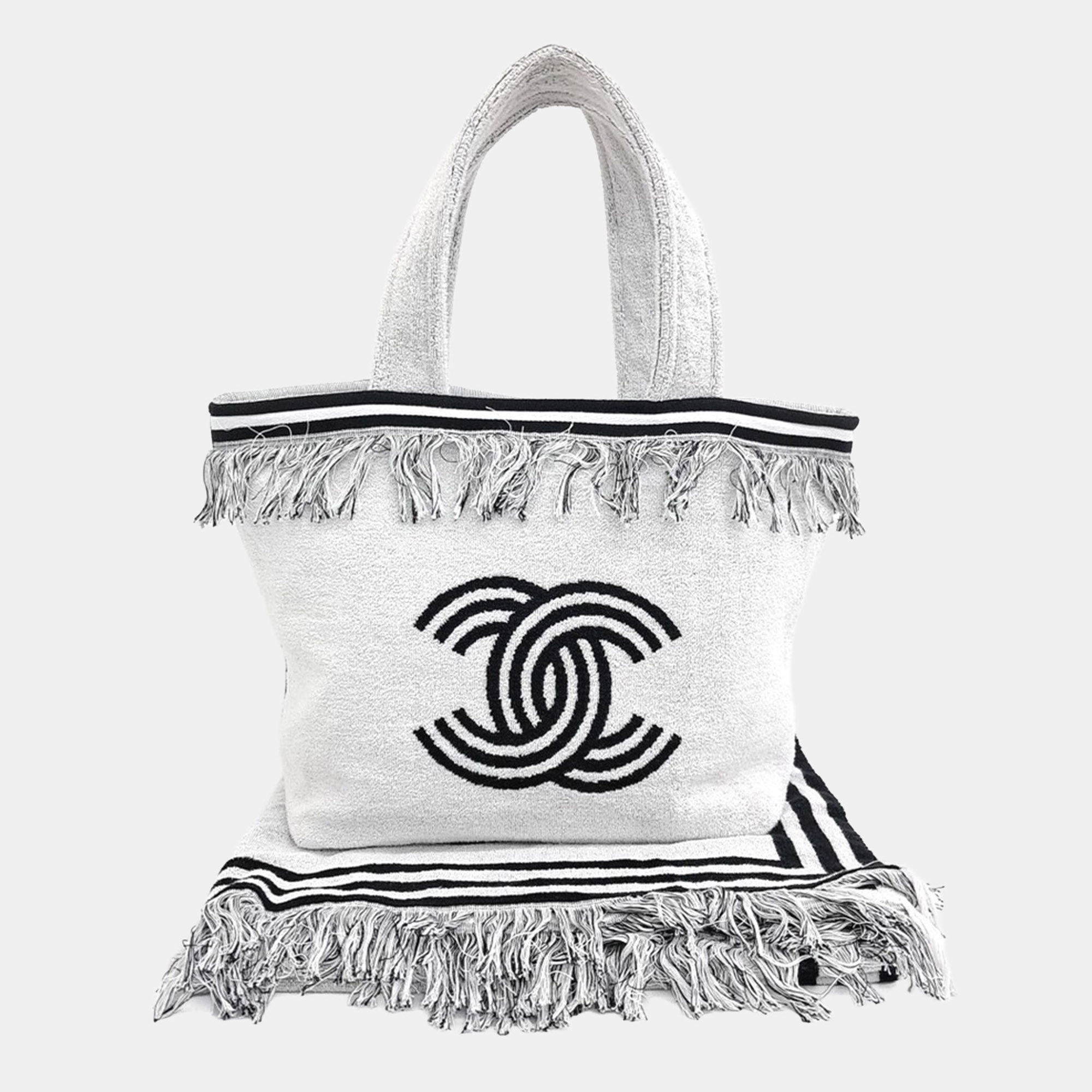 

Chanel Grey Cotton Beach Bag Towel SET