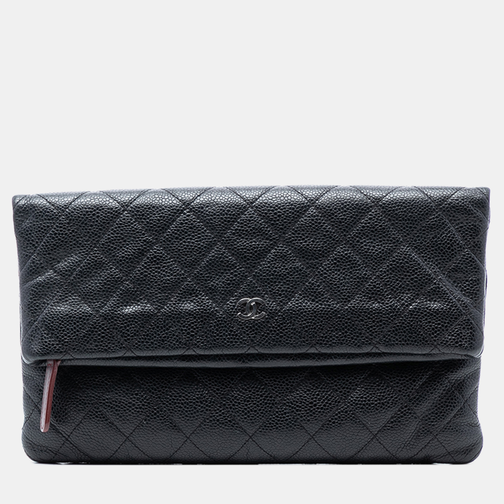 

Chanel Black Quilted Caviar CC Beauty Foldover Clutch