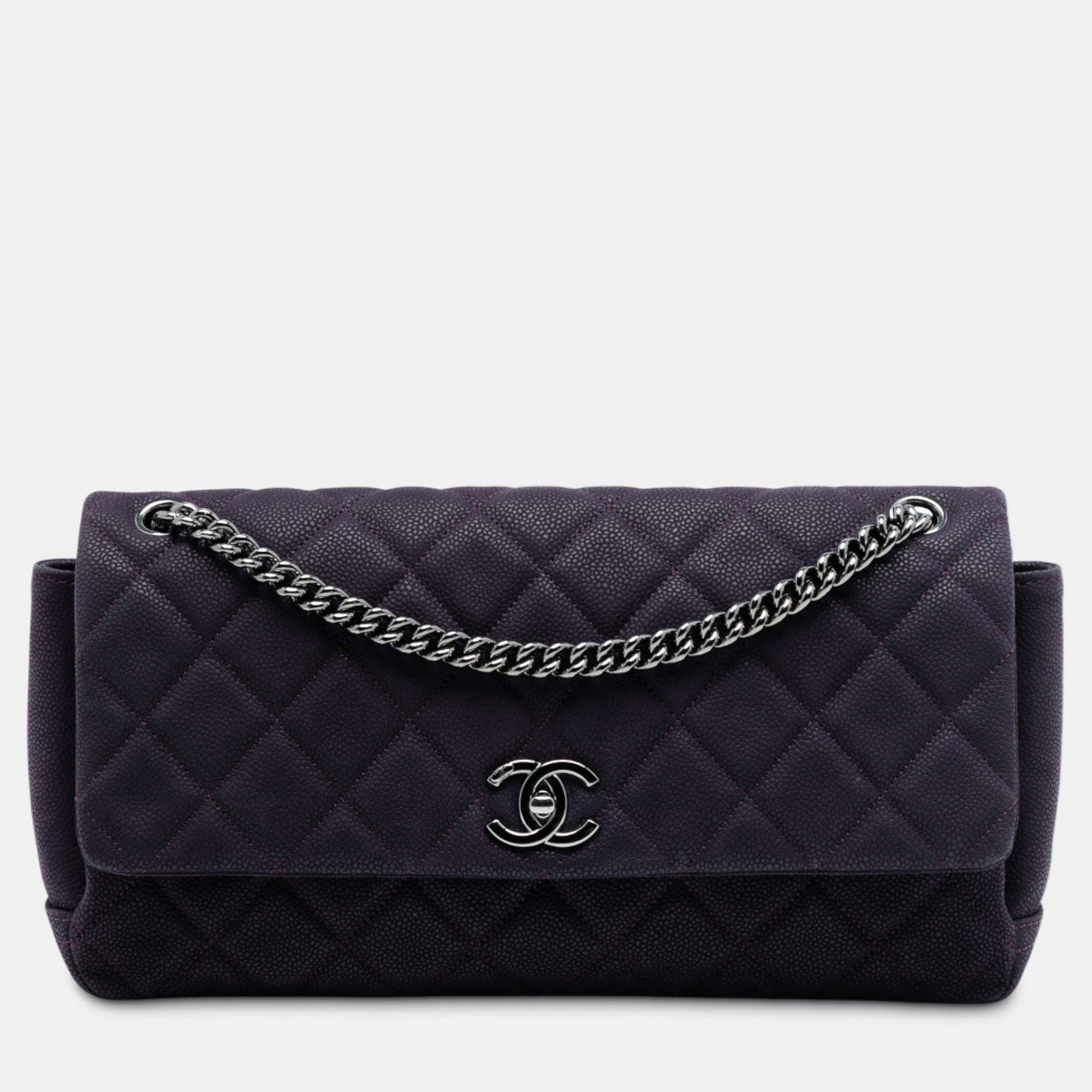 

Chanel Purple Matte Quilted Caviar Leather Lady Pearly Flap