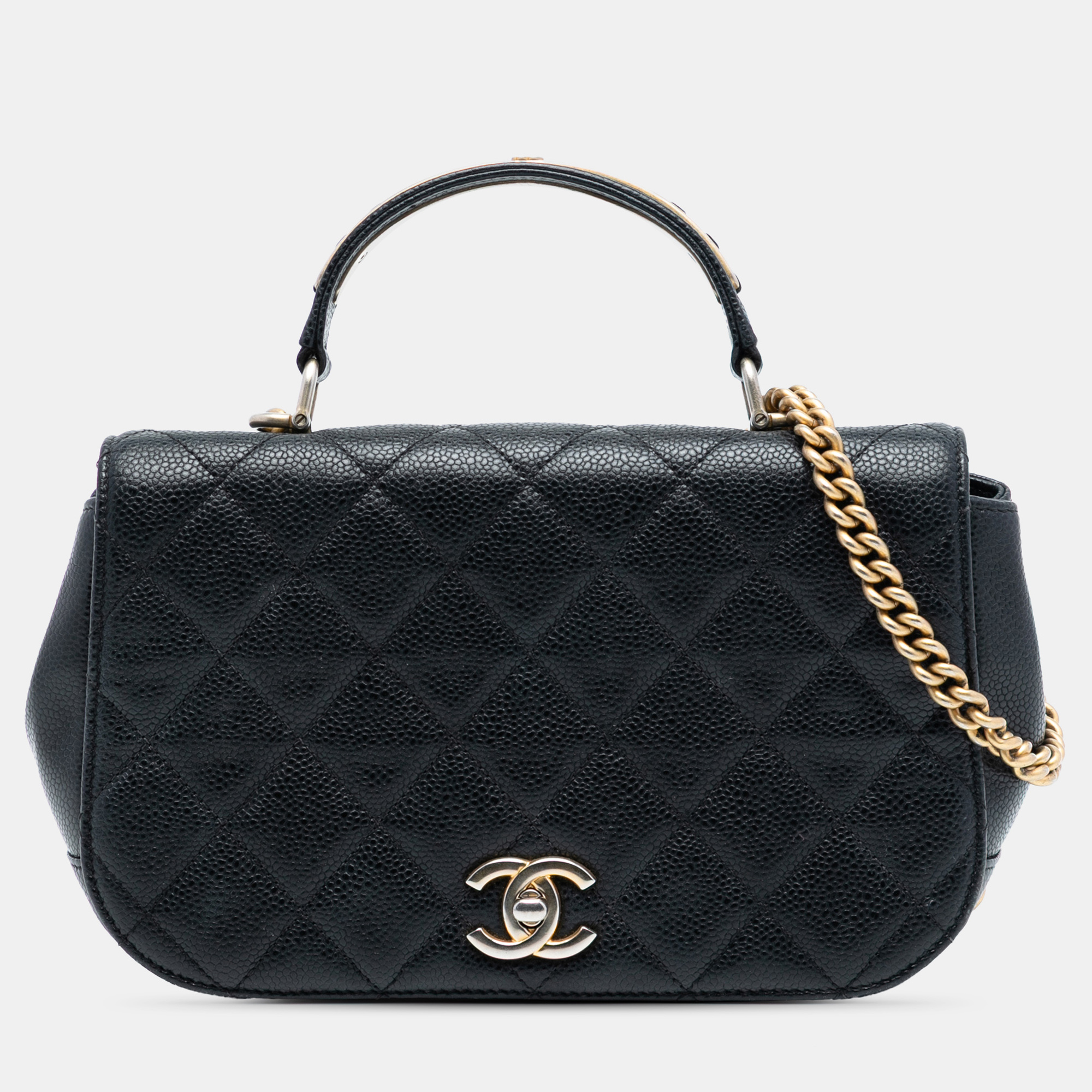 

Chanel Black Small Quilted Caviar Carry Around Flap