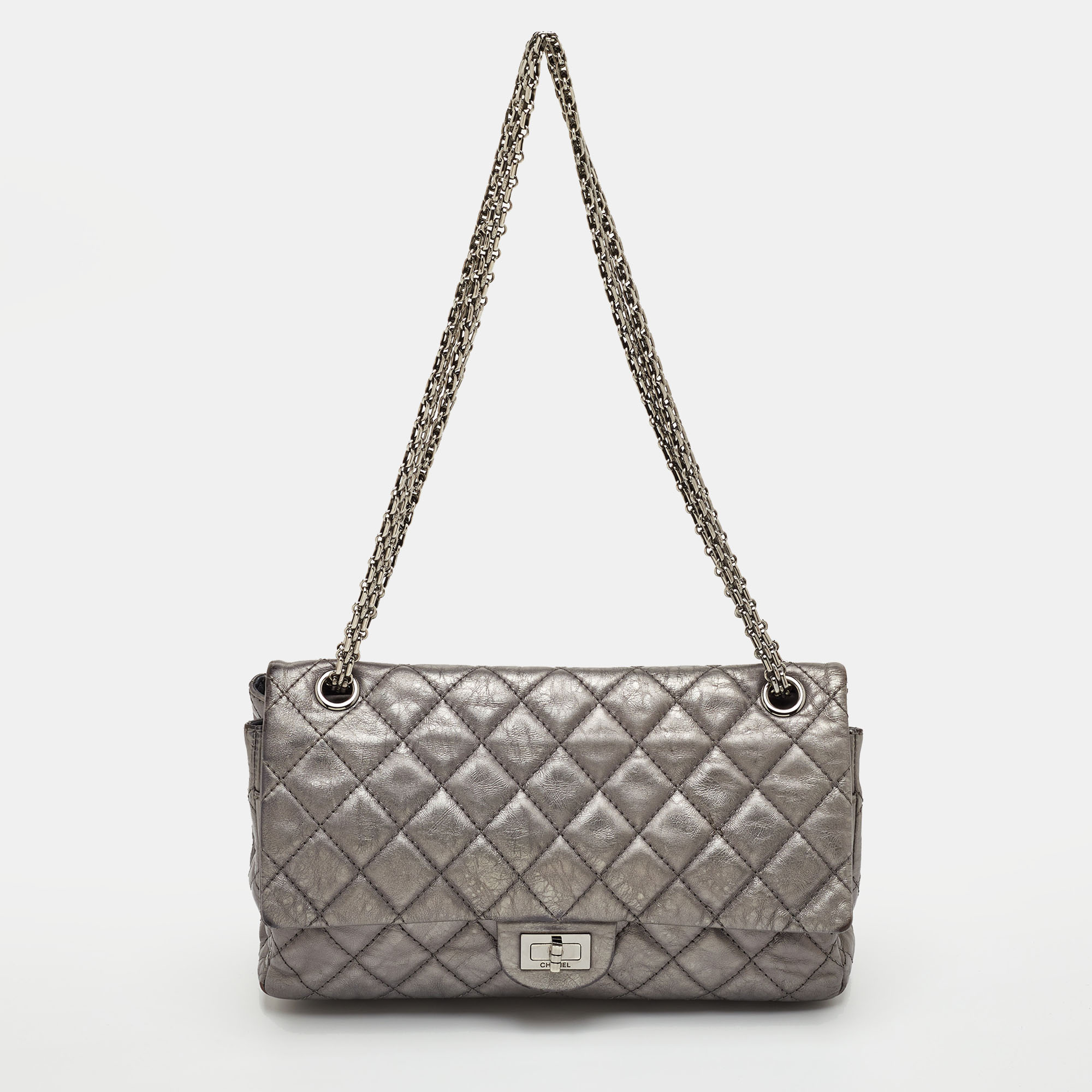 

Chanel Classic 226 Reissue 2.55 Grey Quilted Aged Leather Double Flap Bag