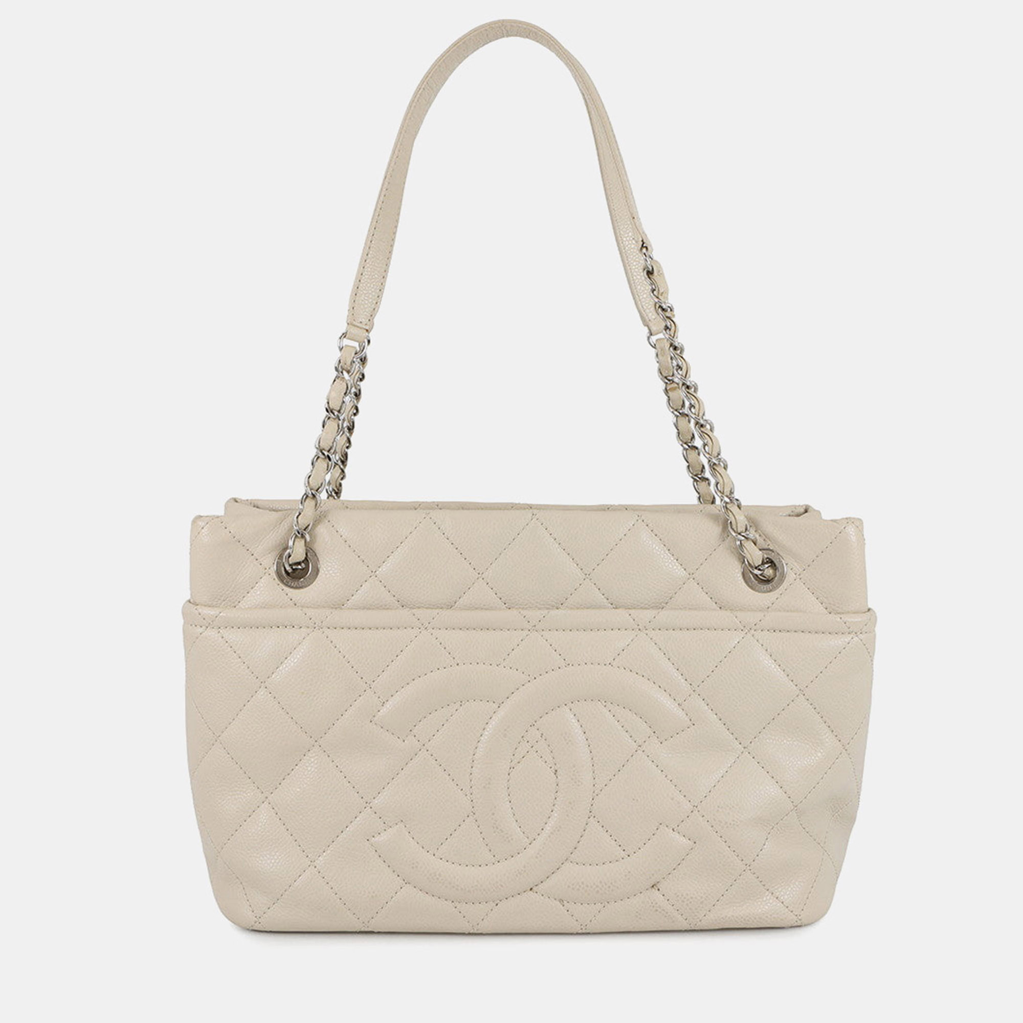 

Chanel Matelasse Chaintote Bag Ivory Caviar Leather, Beige