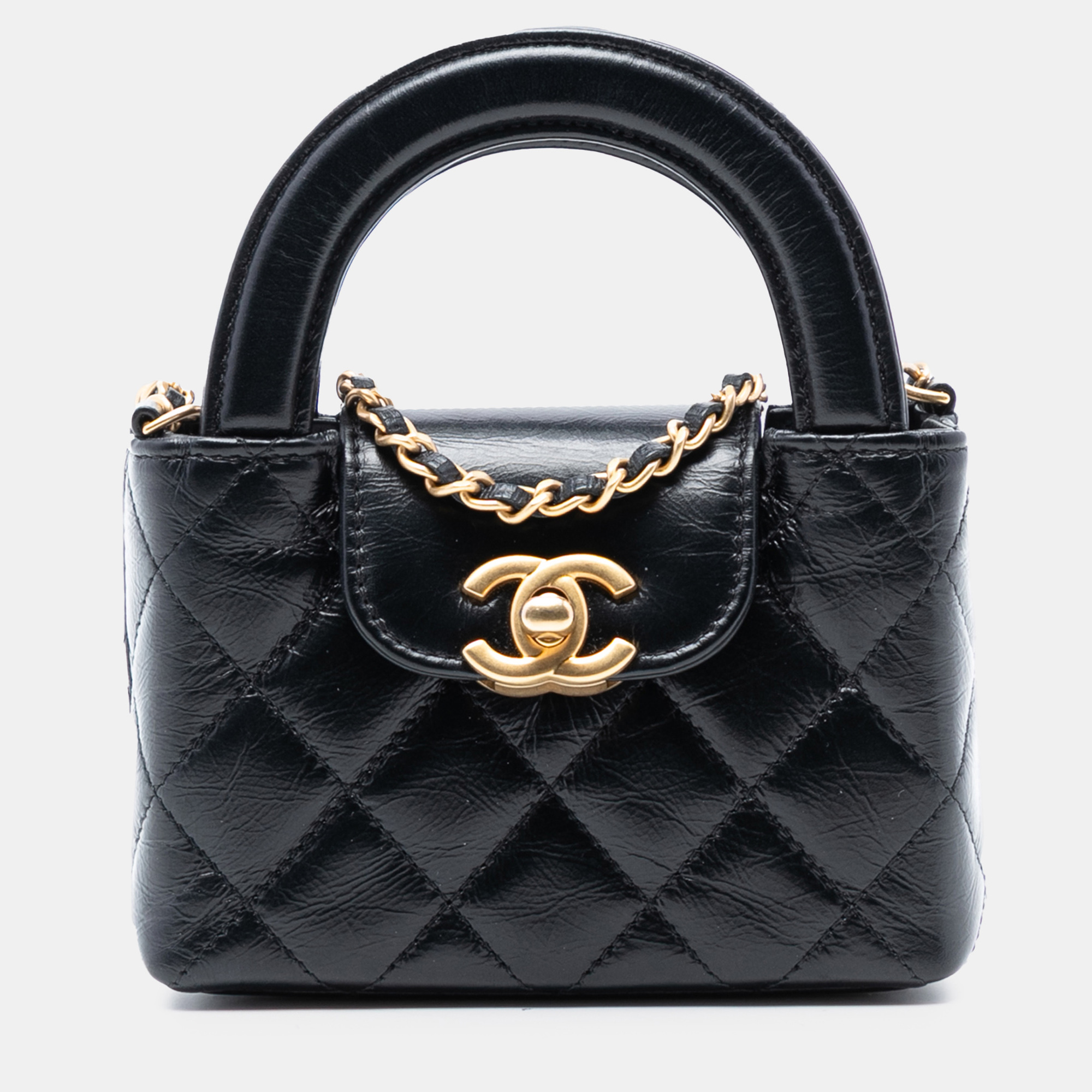 

Chanel Black Mini Nano Aged Calfskin Kelly Shopper Bag