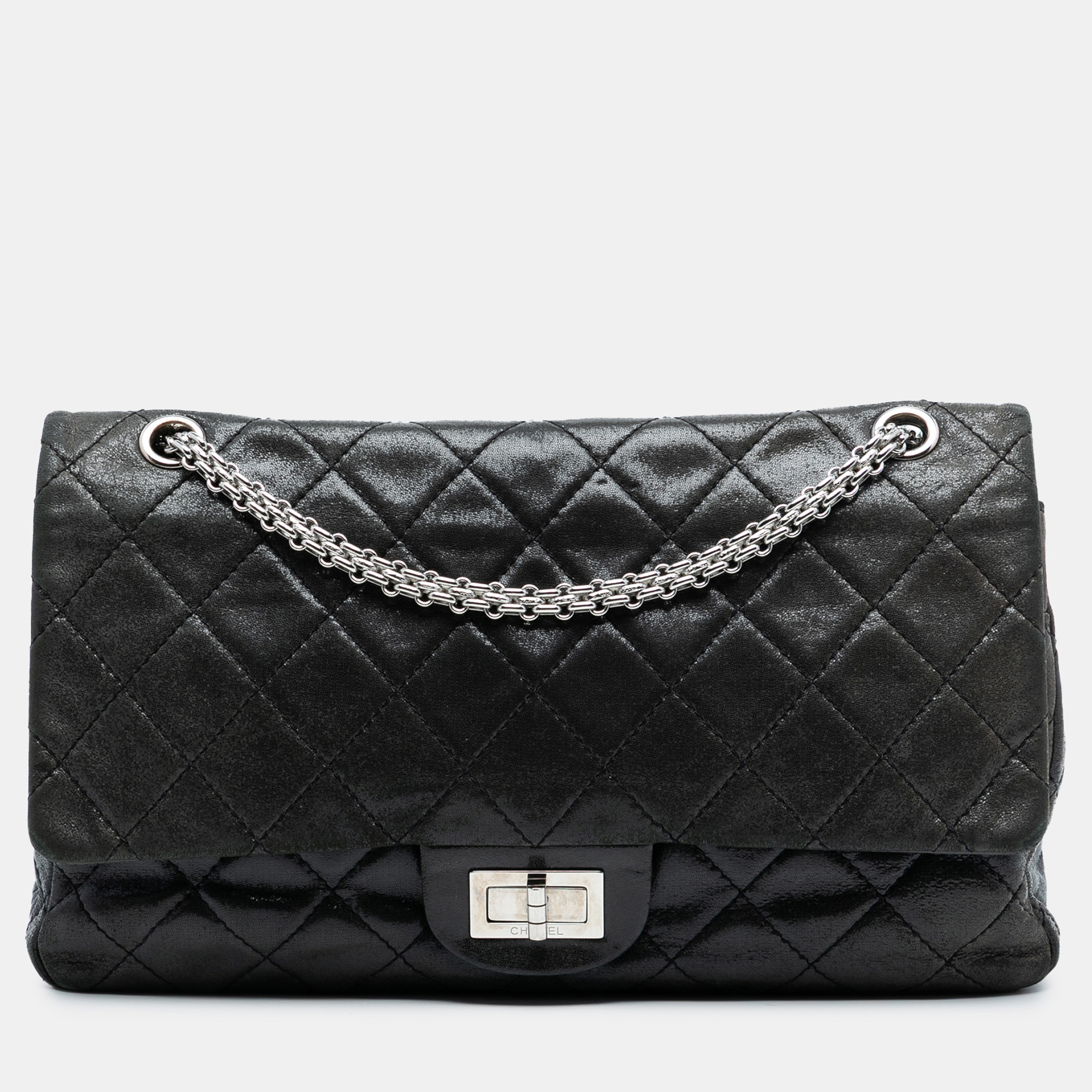 

Chanel Black Iridescent Quilted Lambskin Reissue 2.55 Double Flap 227