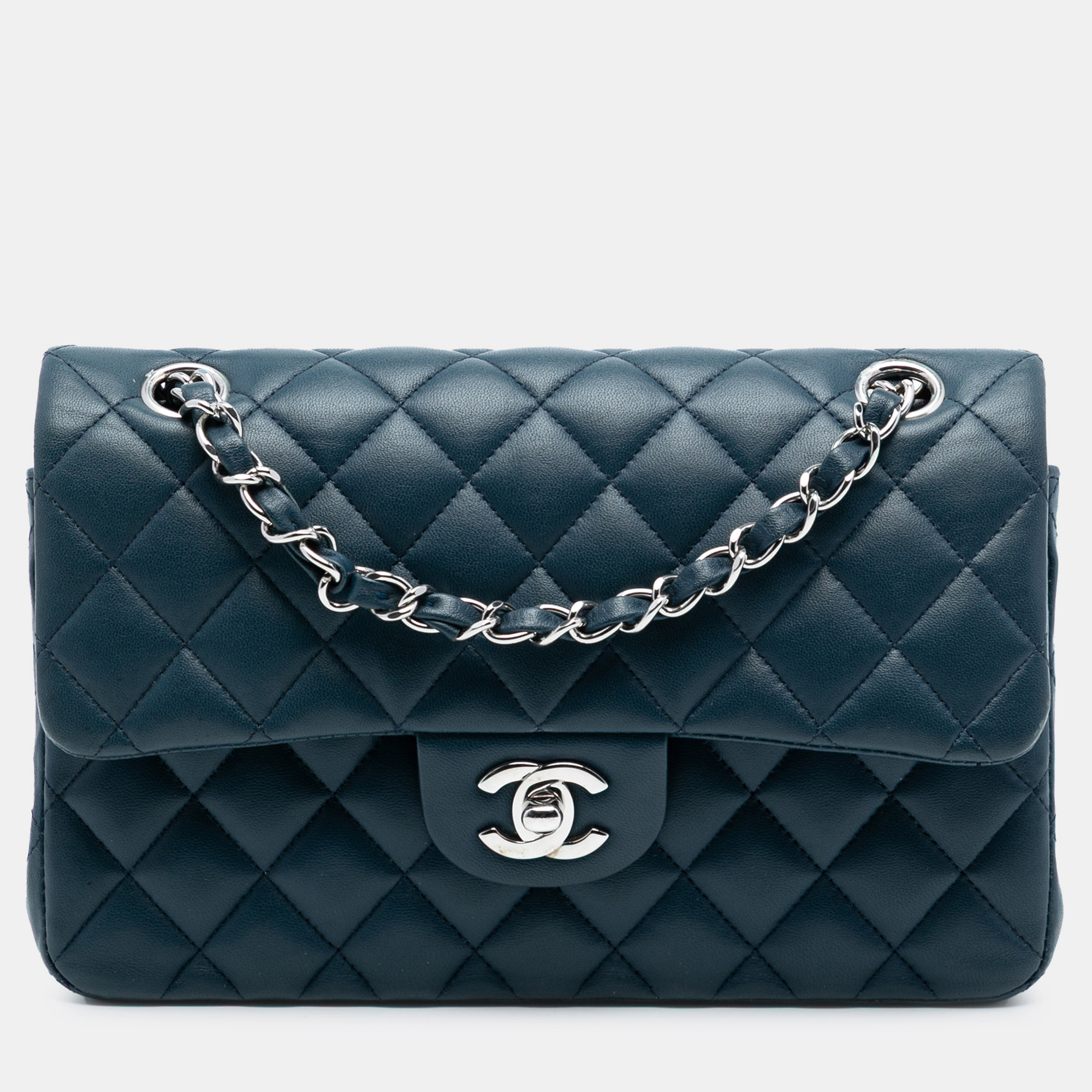 

Chanel Blue Small Classic Lambskin Double Flap