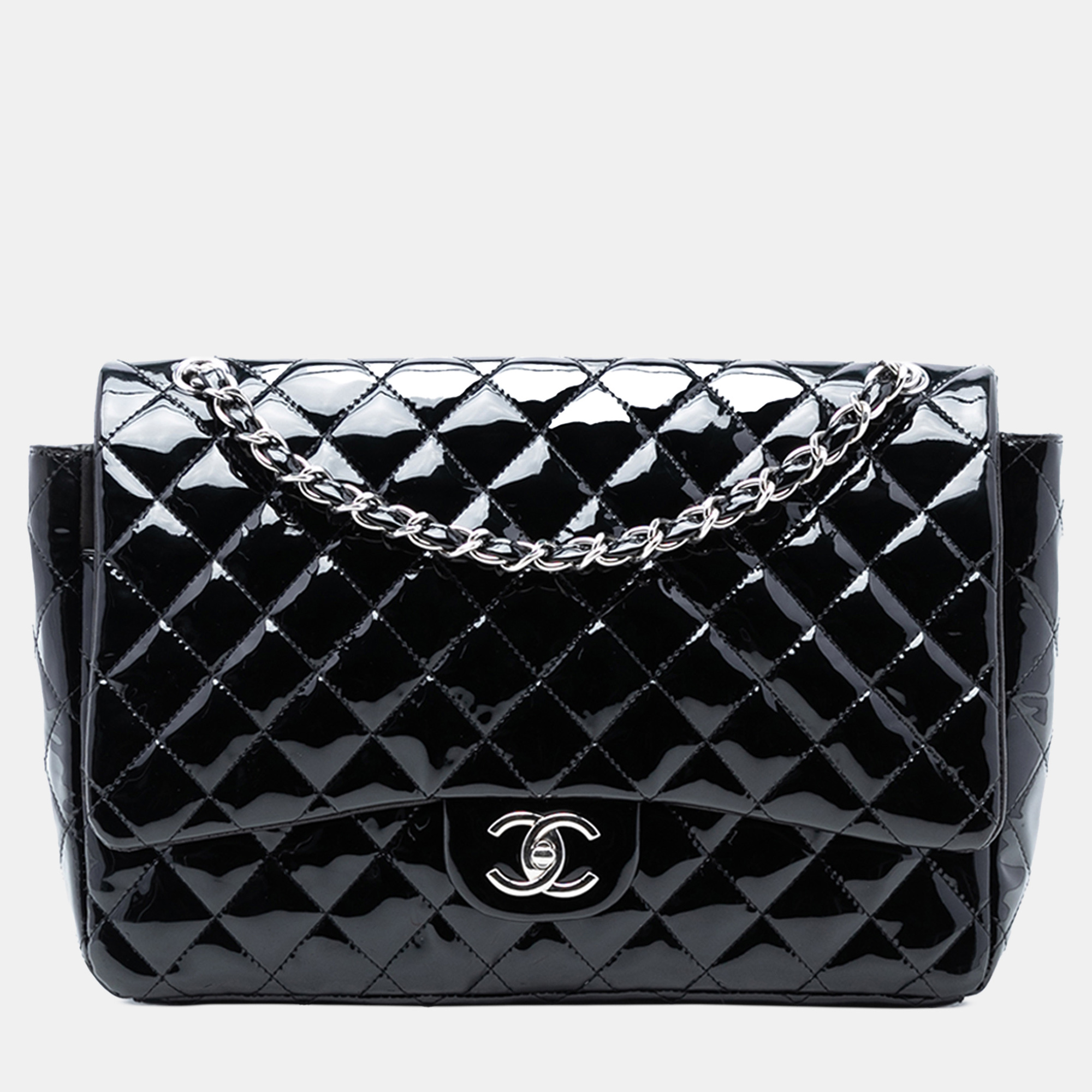 

Chanel Black Maxi Classic Patent Double Flap
