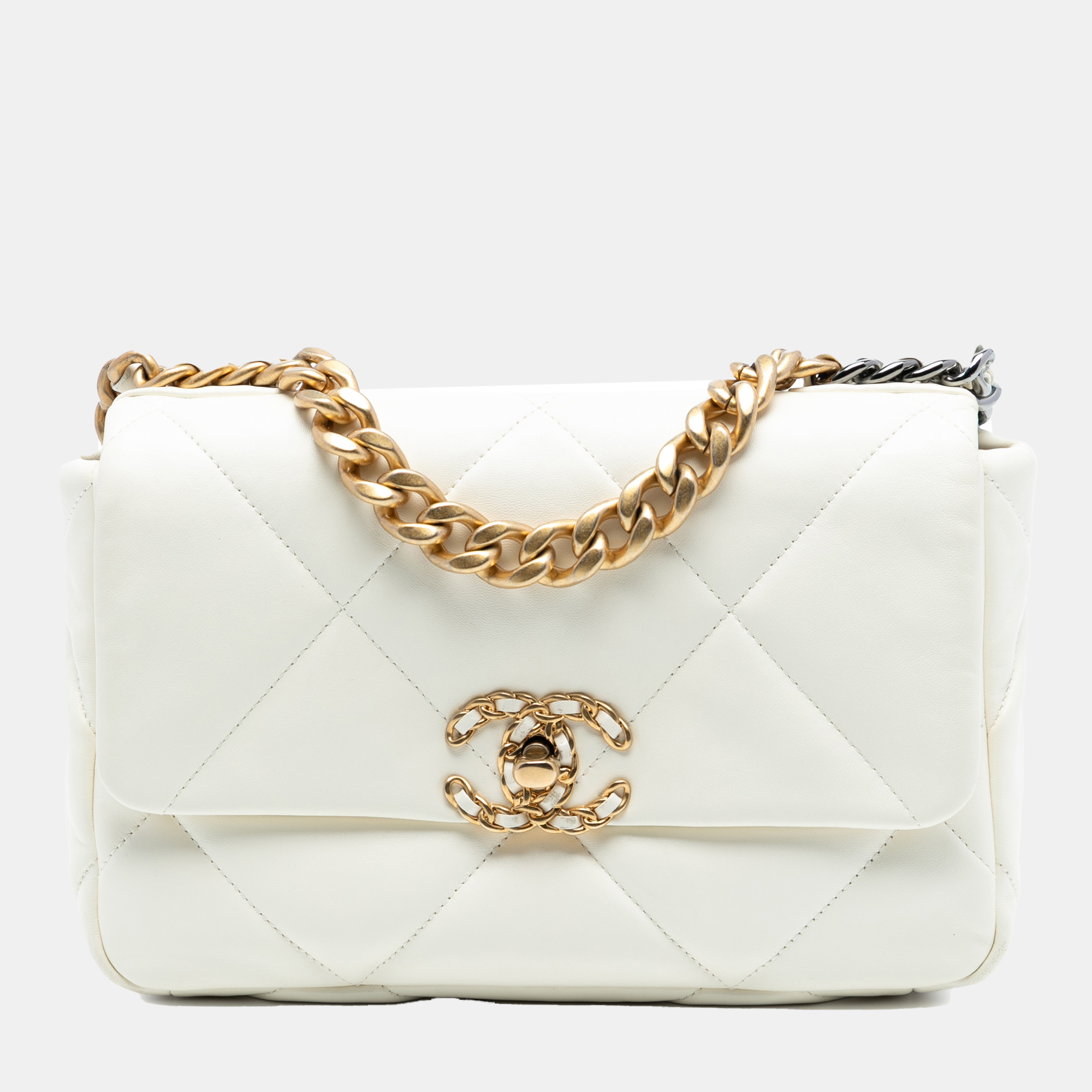 

Chanel White Medium Lambskin 19 Flap