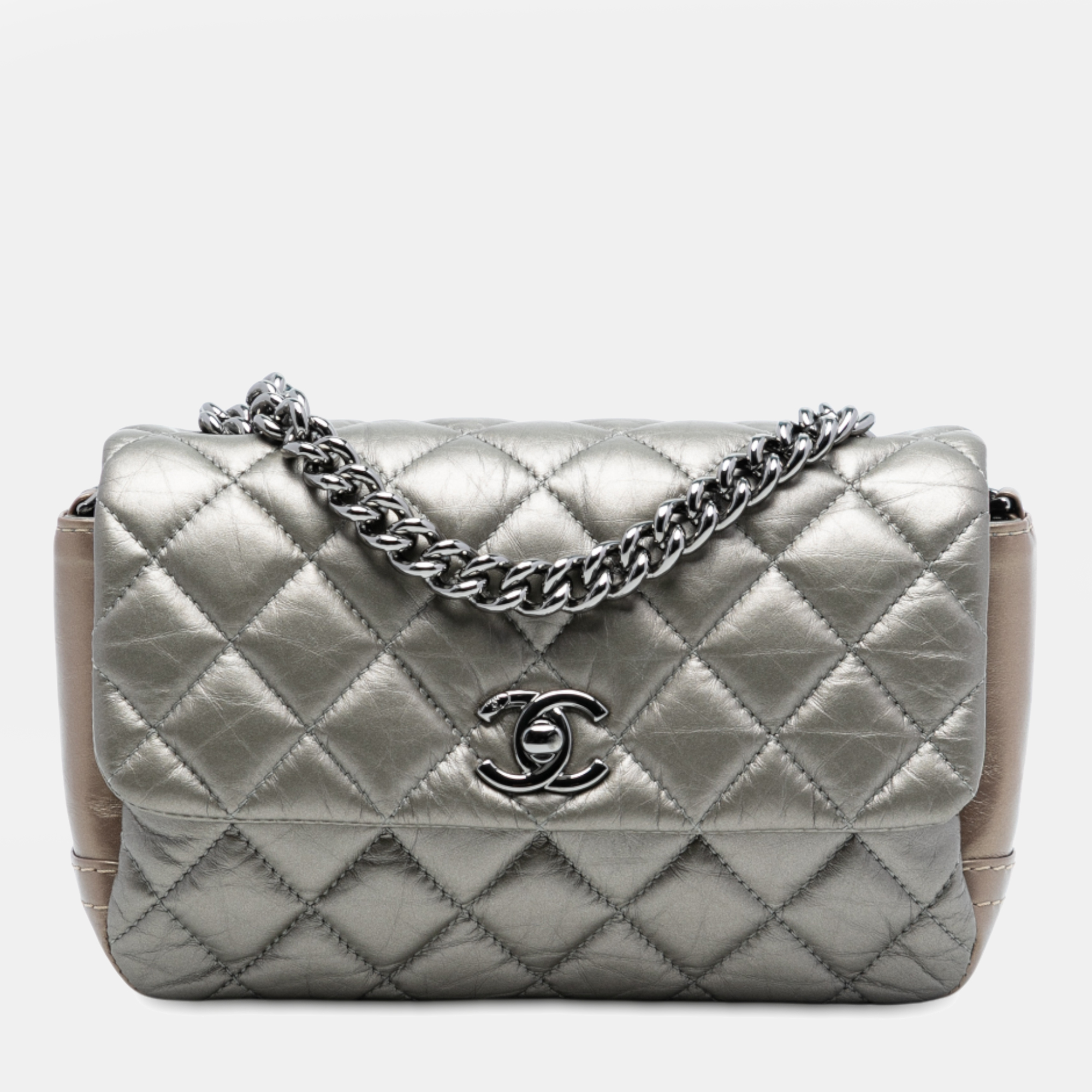 

Chanel Brown Mini Quilted Metallic Calfskin Lady Pearly Flap