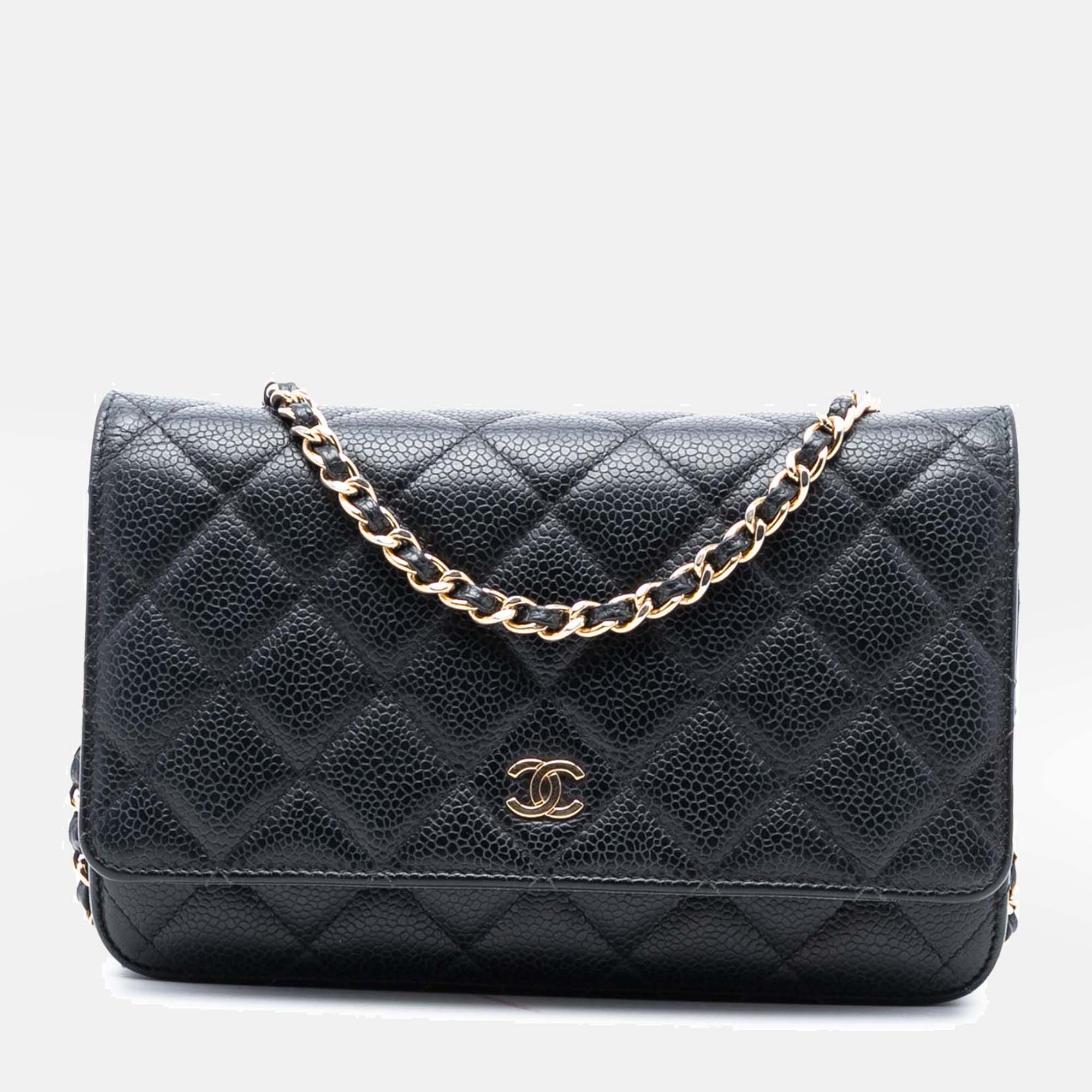 

Chanel Black CC Quilted Caviar Wallet on Chain