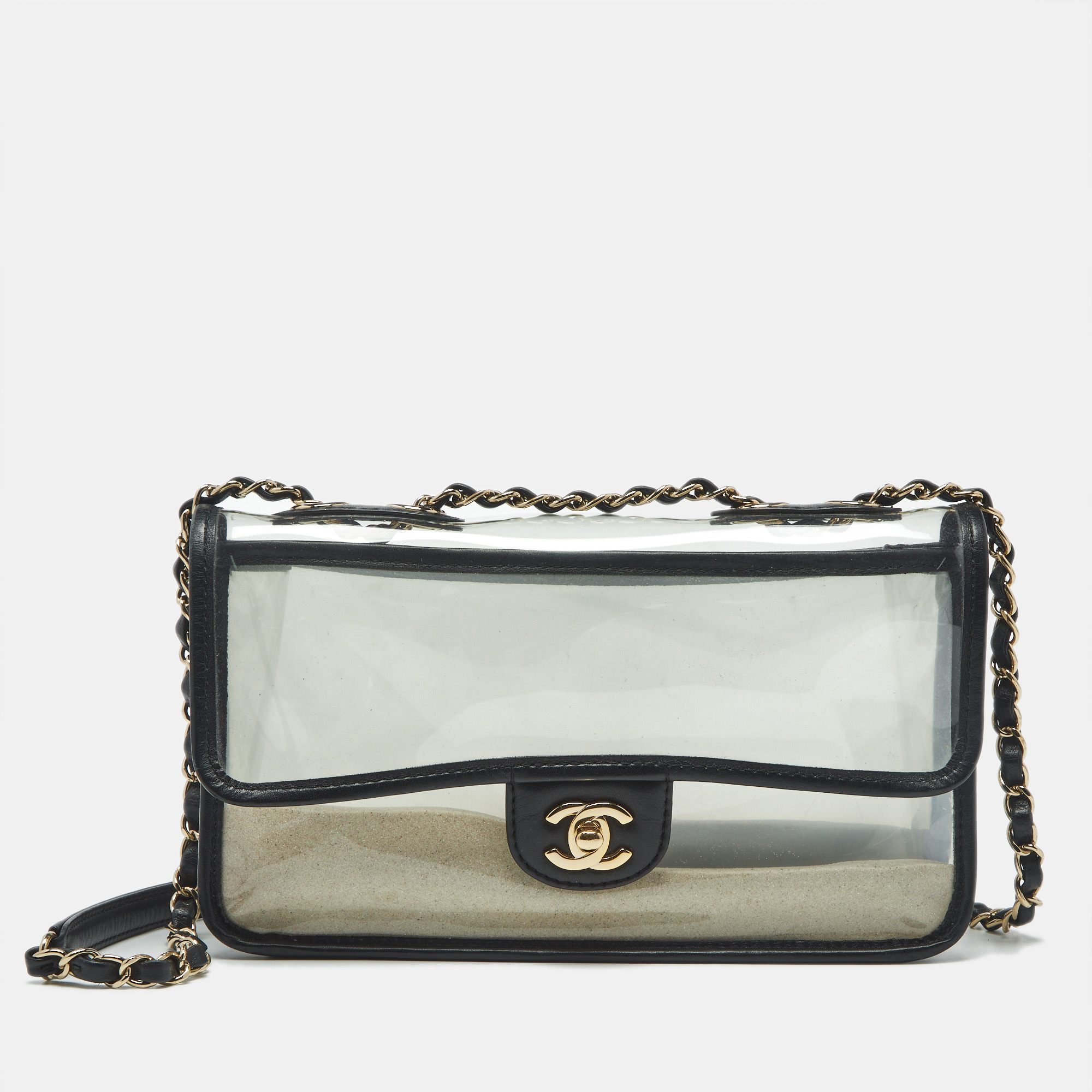 

Chanel Sand By The Sea Black/Transparent Leather and PVC Flap Bag