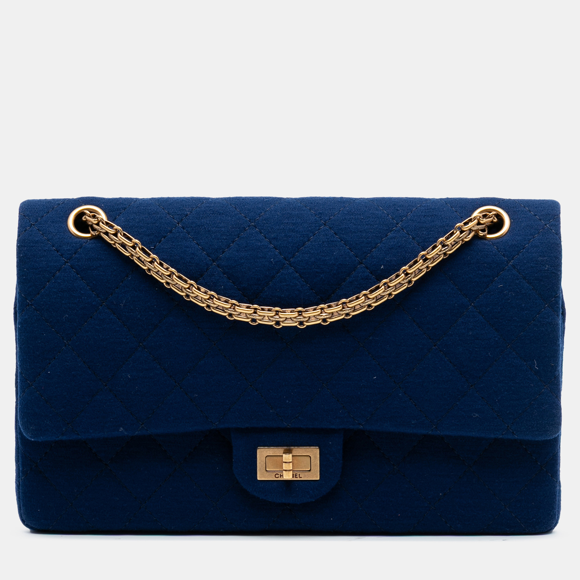 

Chanel Blue Quilted Jersey Reissue 2.55 Double Flap 226