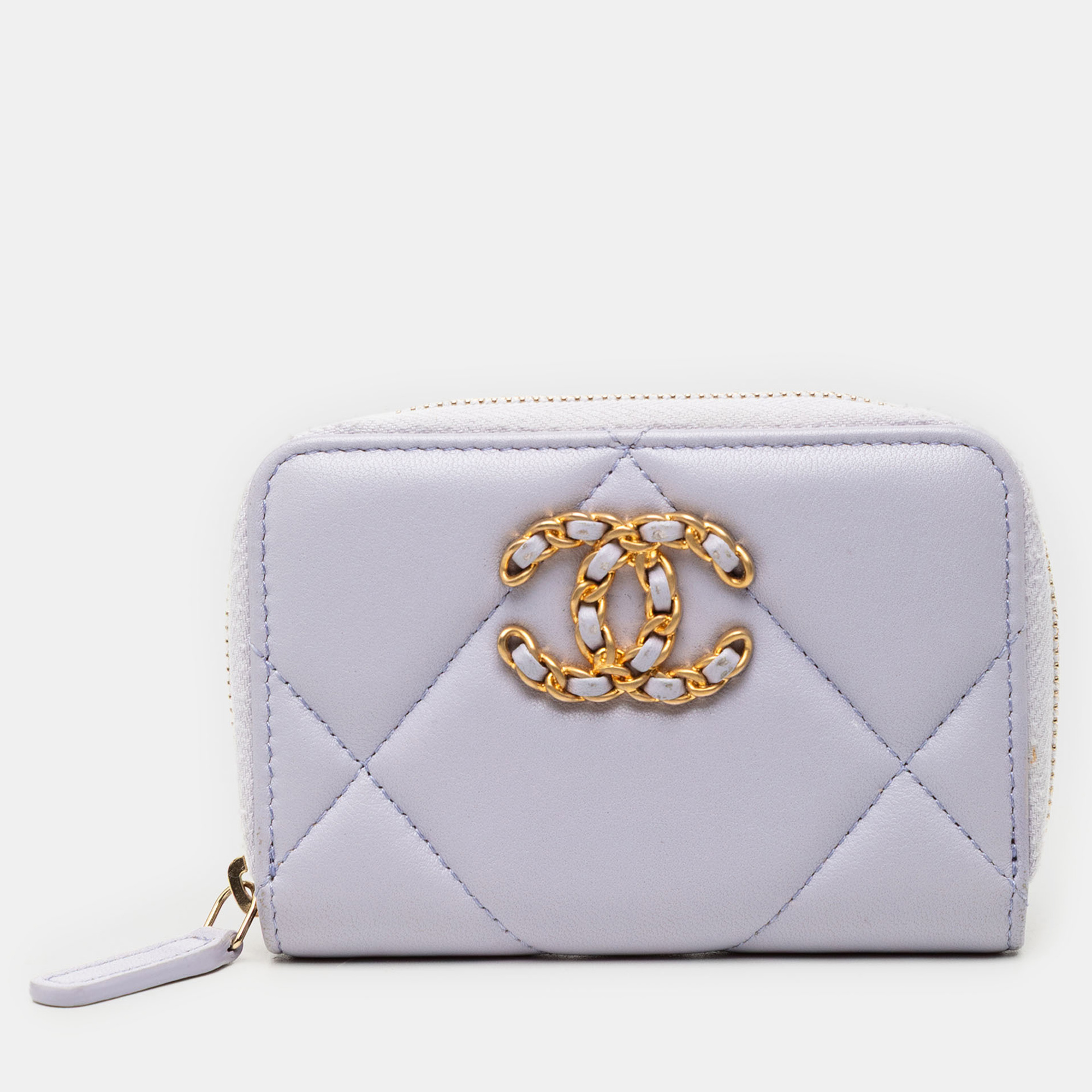 

Chanel Purple Quilted Lambskin 19 Zip Around Coin Purse