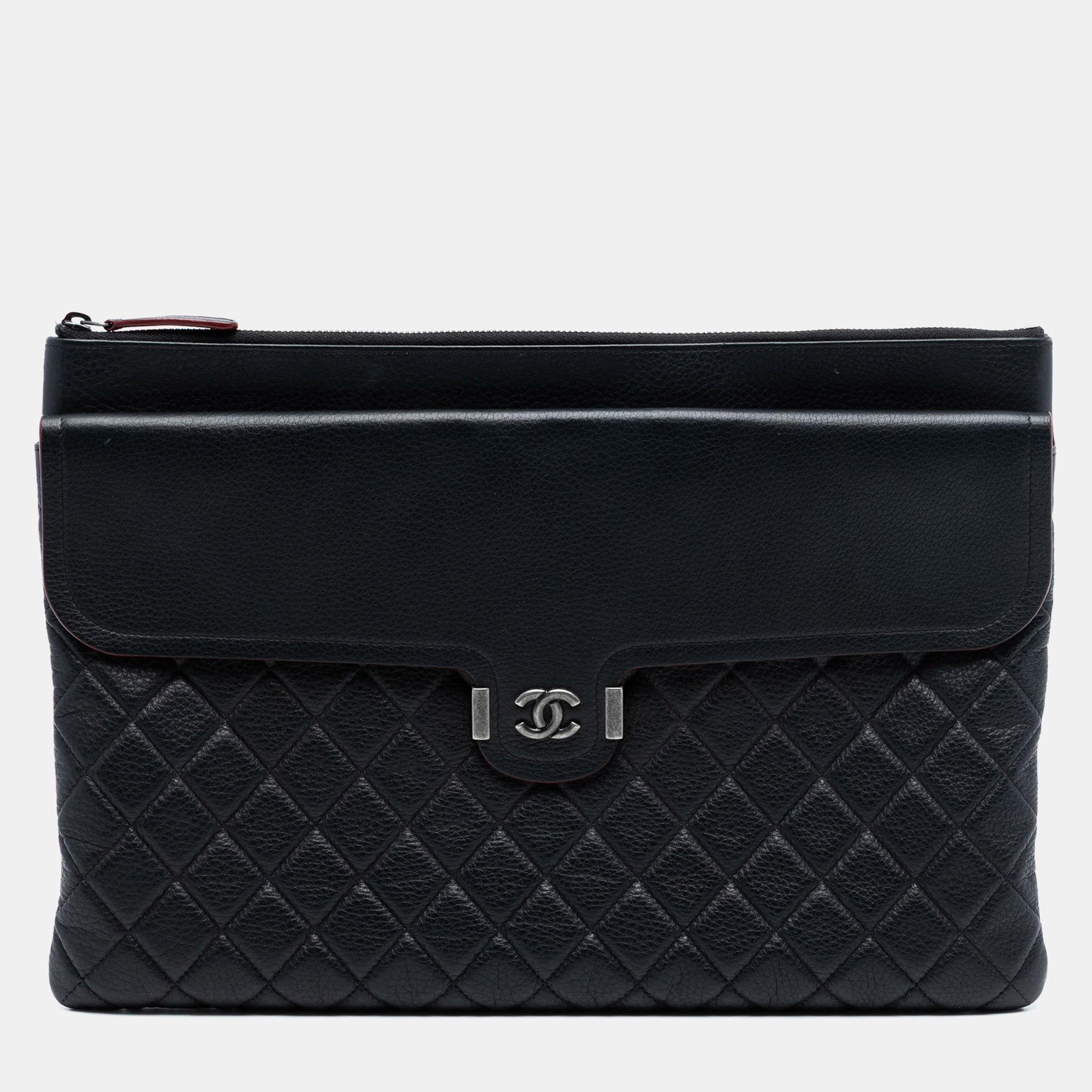 

Chanel Black Large Quilted Grained Calfskin Archi Chic Cosmetic Case