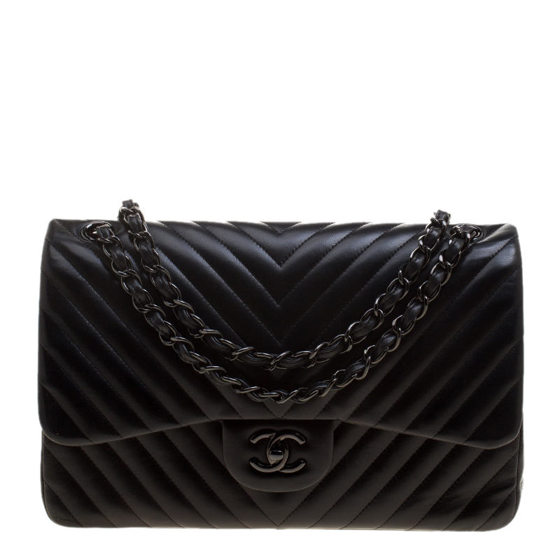 chanel chevron all black