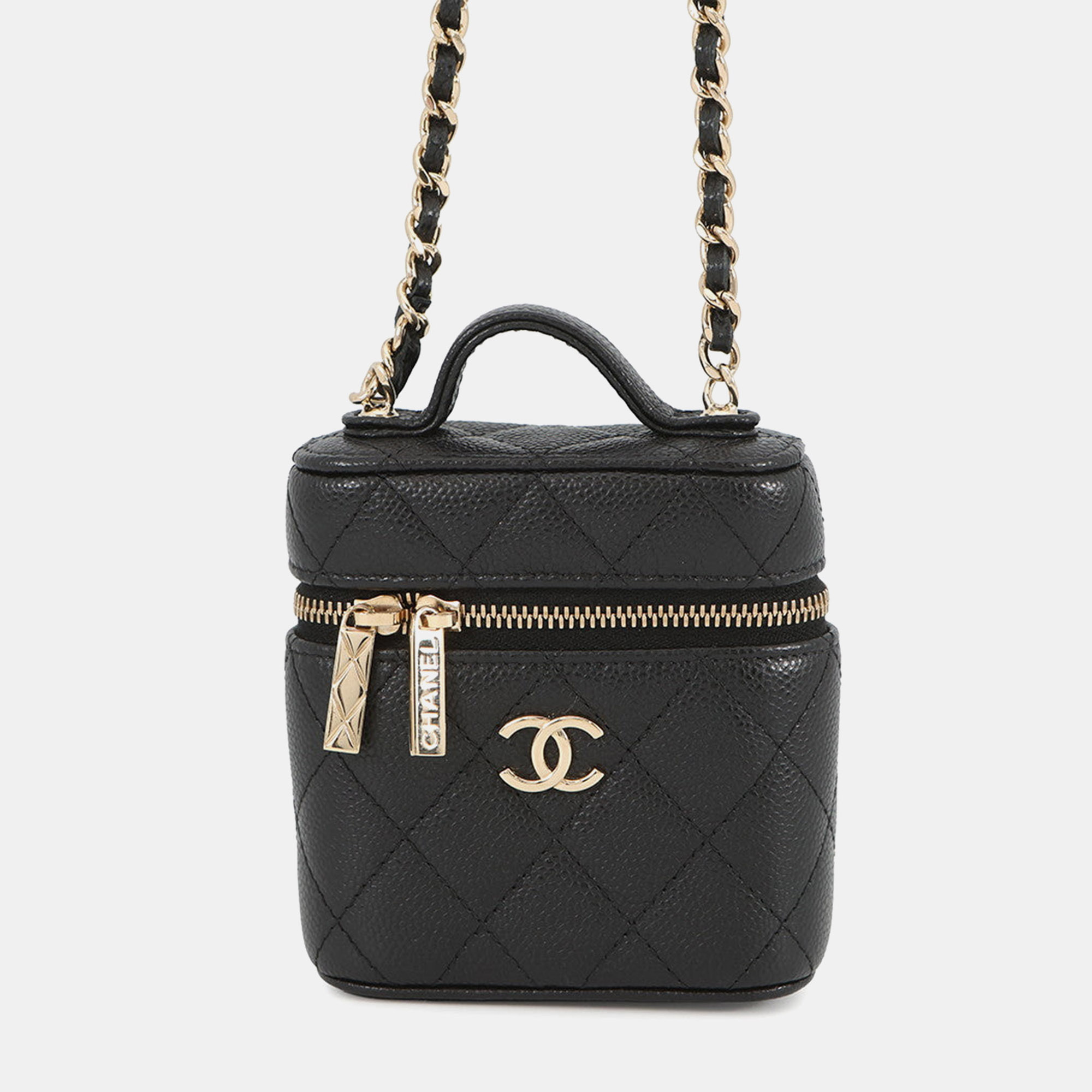 

Chanel Matelasse 2Way Chain Vanity Case Black Caviar Leather