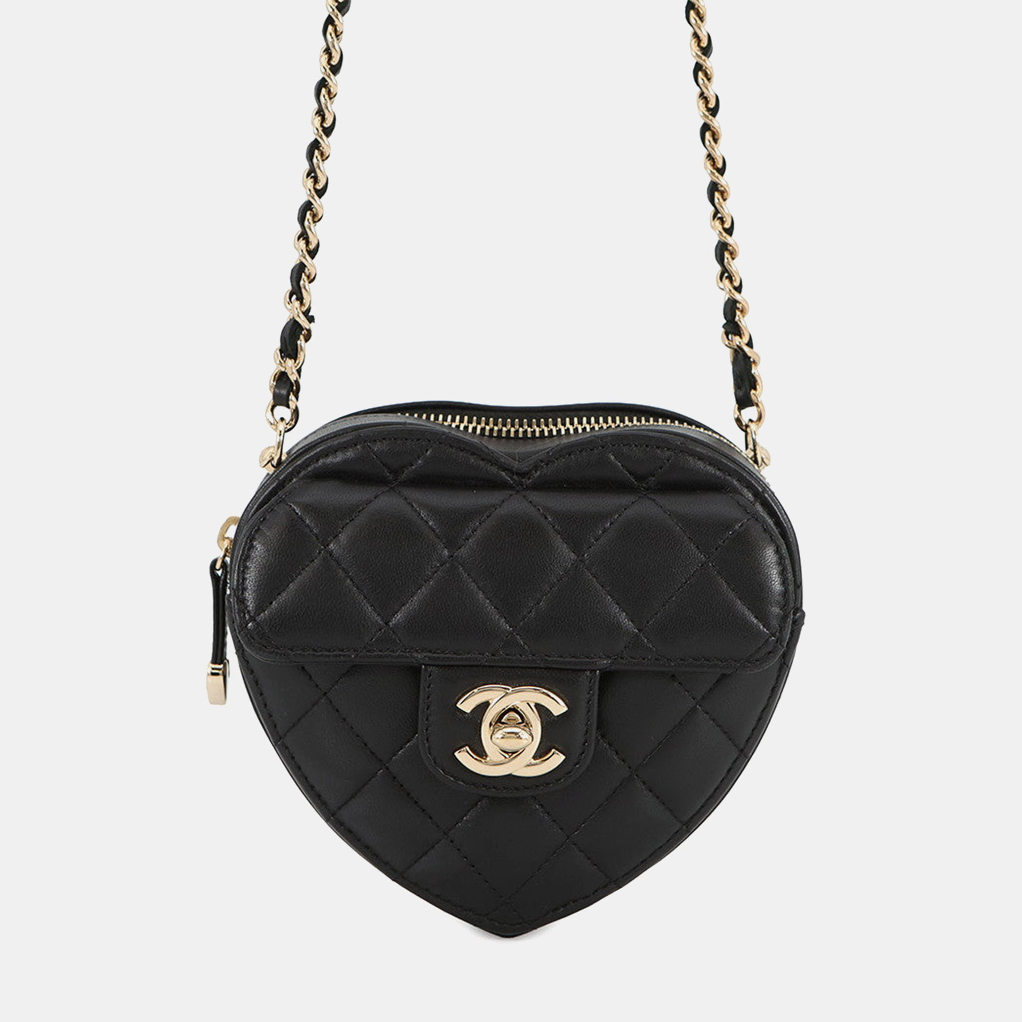 

Chanel Matelasse Heart Chain Shoulder Bag Black Lambskin