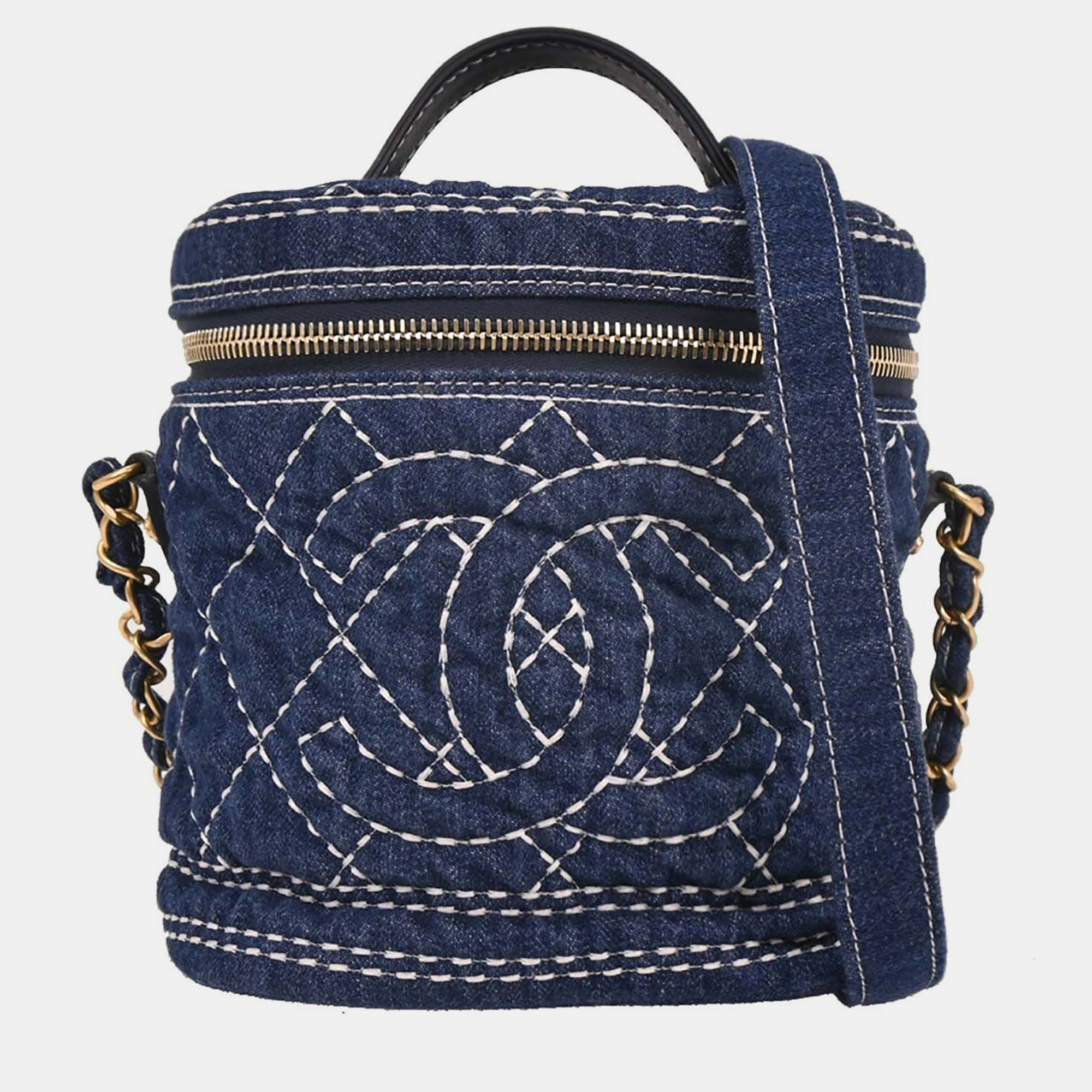 

Chanel Blue Denim Vanity 2way Handbag