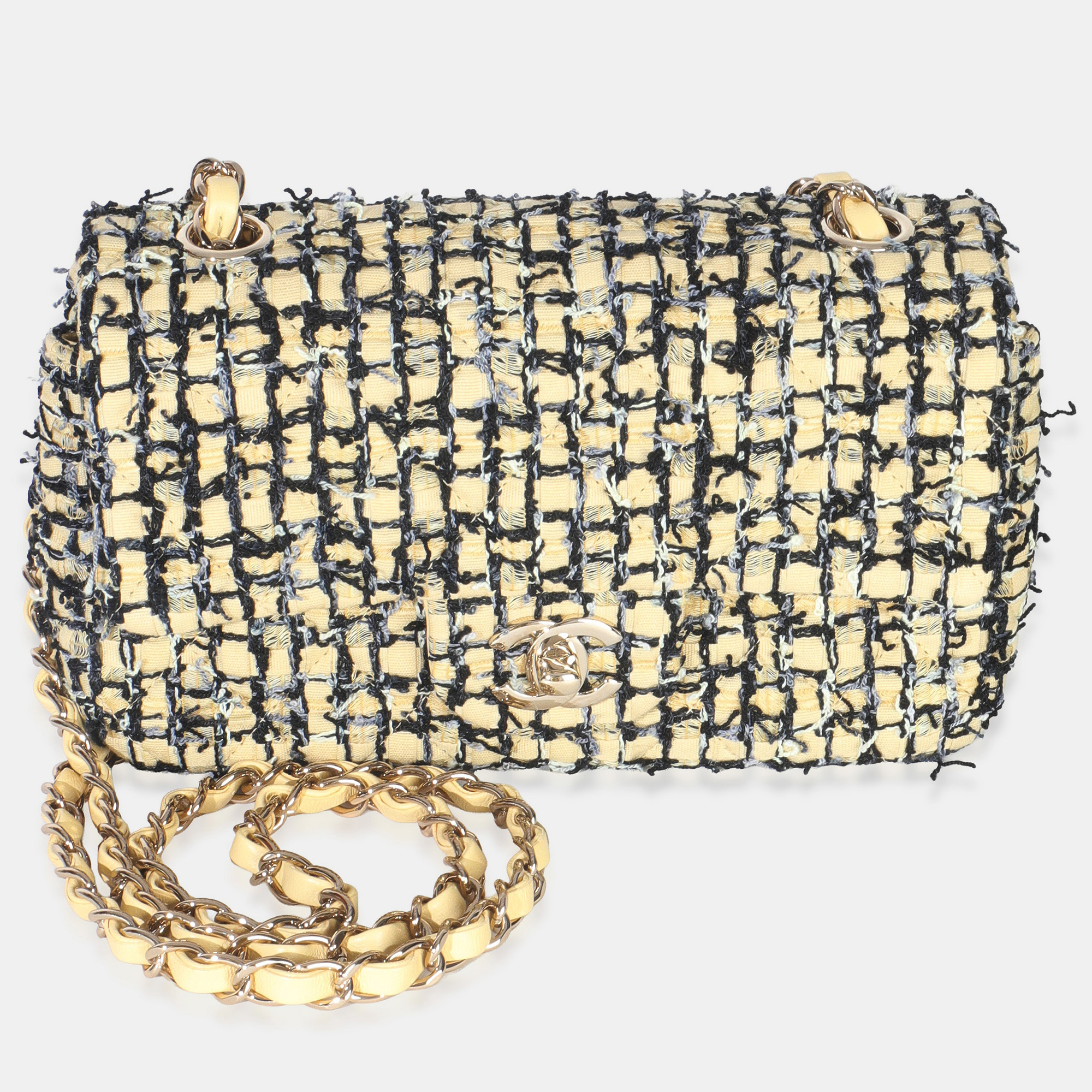 

Chanel 22P Black, Yellow Tweed Mini Rectangular Flap Bag