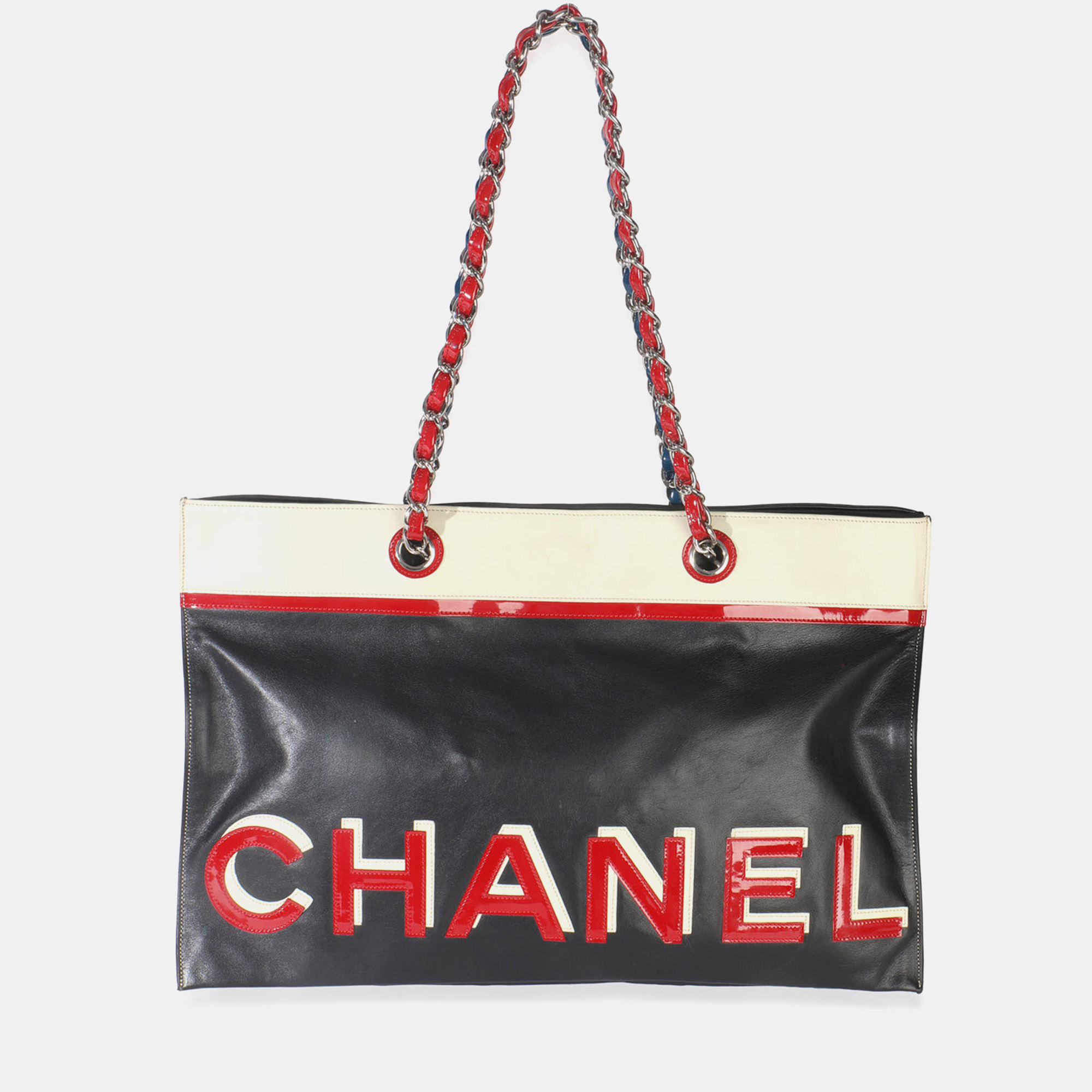 

Chanel Vintage Black Red Lambskin No. 5 Star Chain Tote Bag, Multicolor