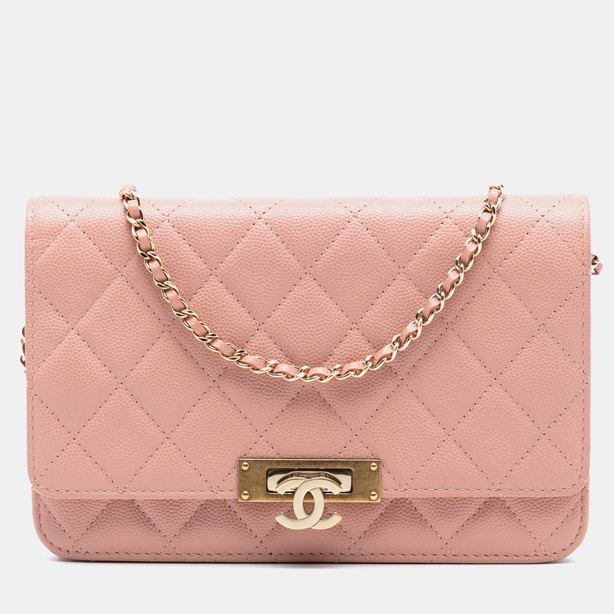 

Chanel Pink Quilted Caviar Golden Class Wallet On Chain