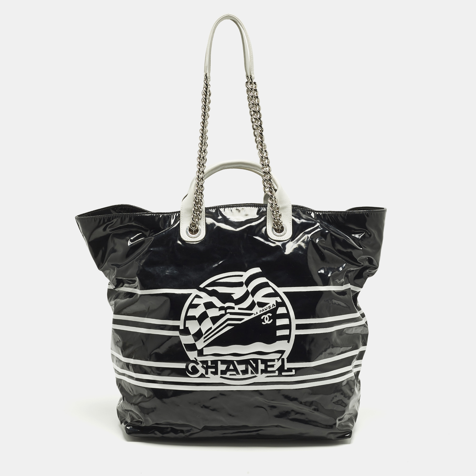

Chanel La Pausa Black/White Coated Canvas Shopper Tote
