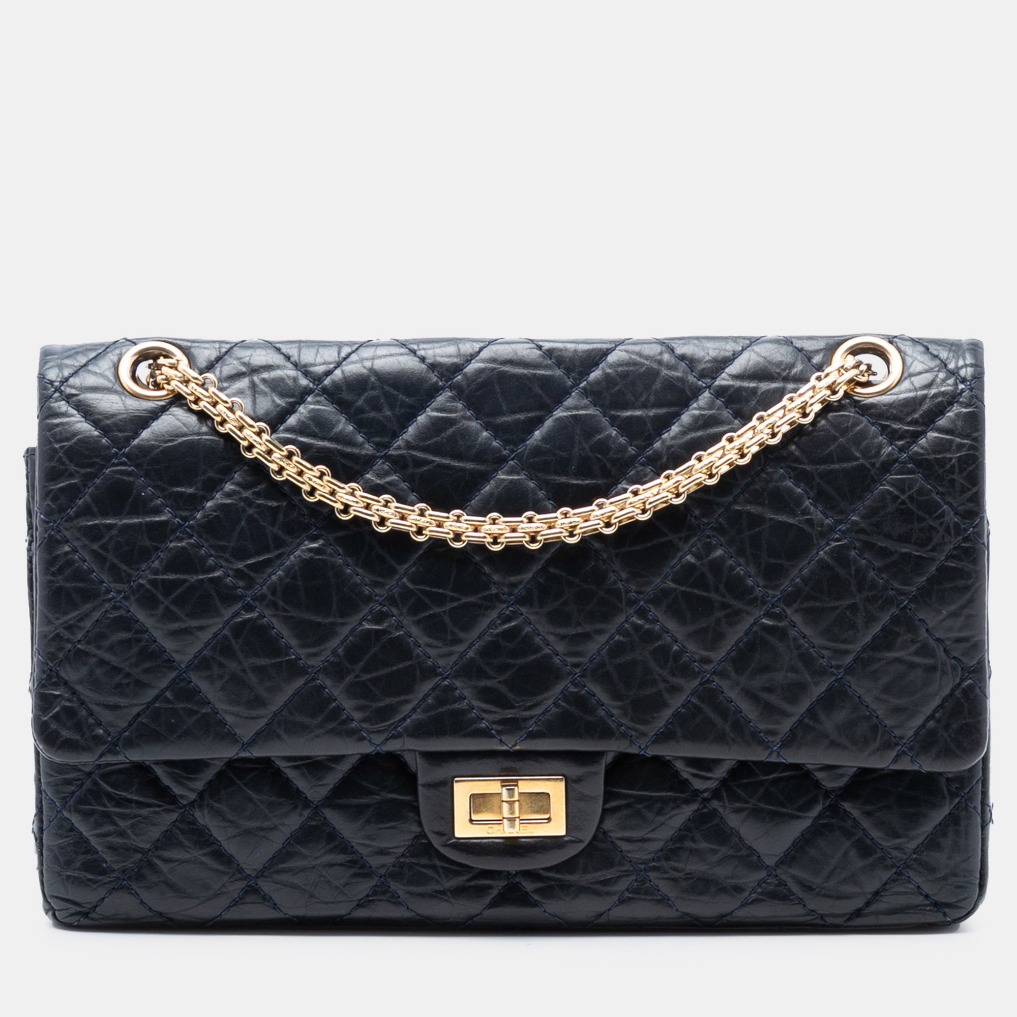 

Chanel Blue Reissue 2.55 Quilted Aged Calfskin Double Flap 226