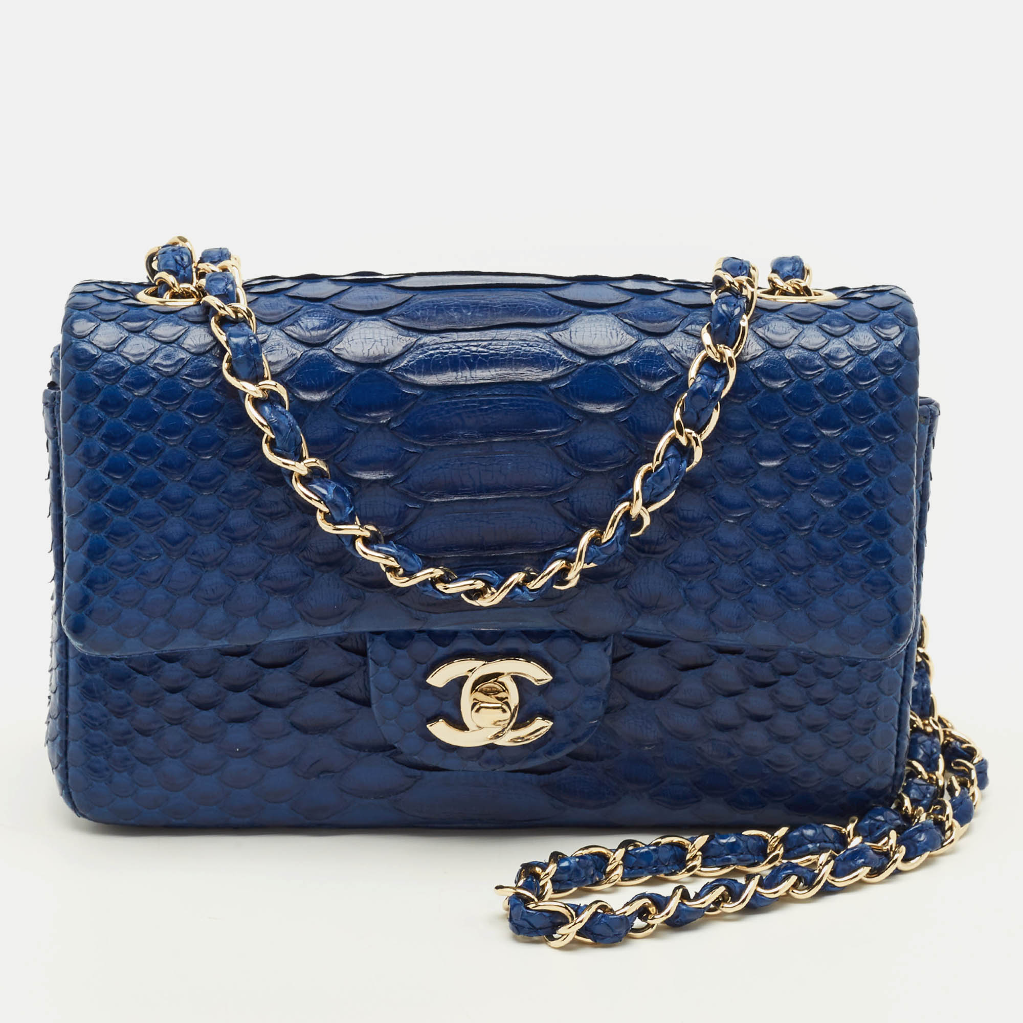 

Chanel Classic New Mini Blue Python Flap Bag