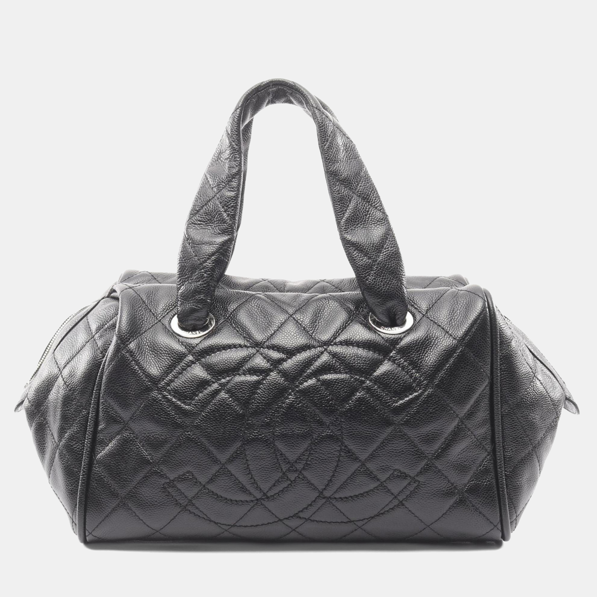 

Chanel Matelasse Large Coco Mark Handbag In Caviar Grained Calfskin Black