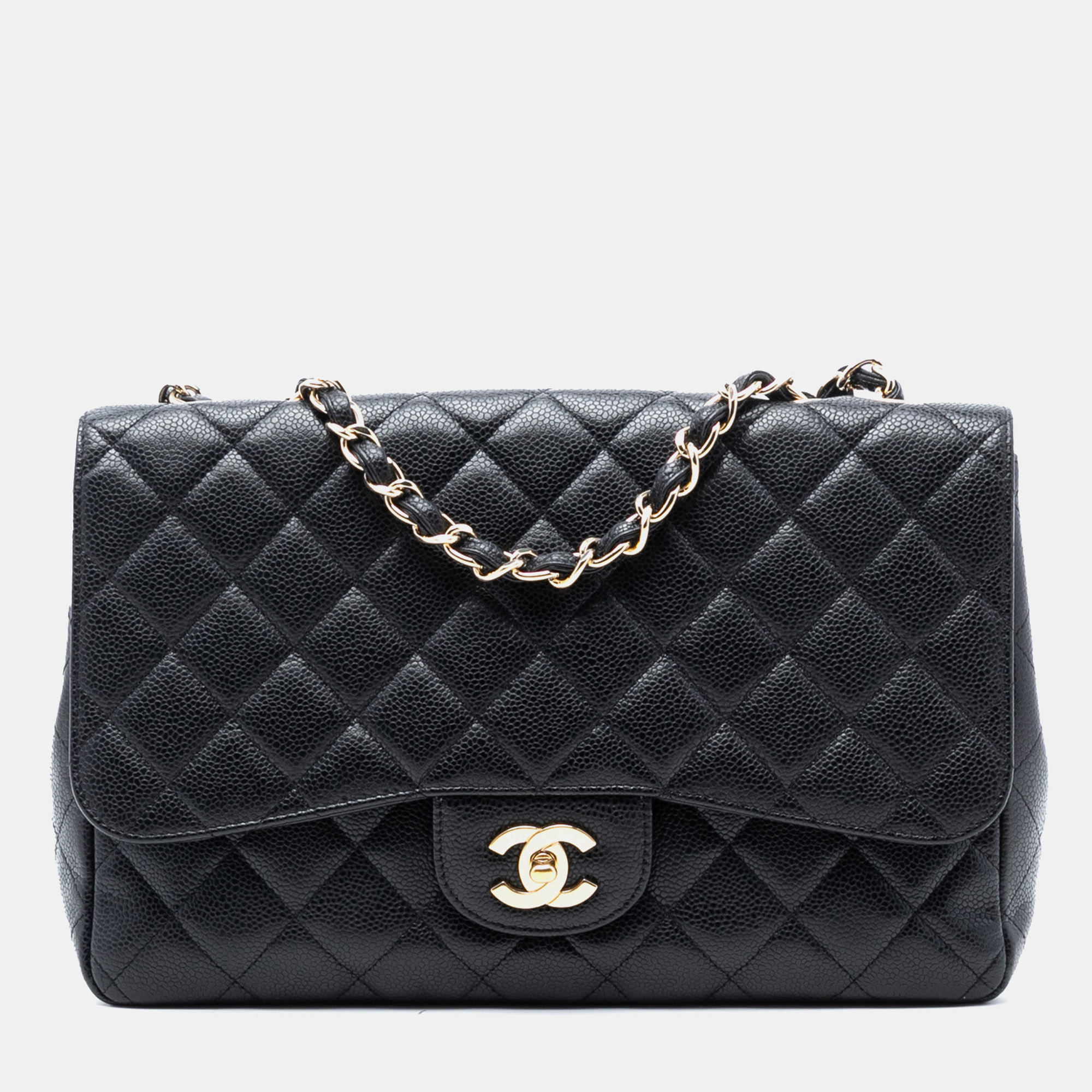 

Chanel Black Jumbo Classic Caviar Single Flap