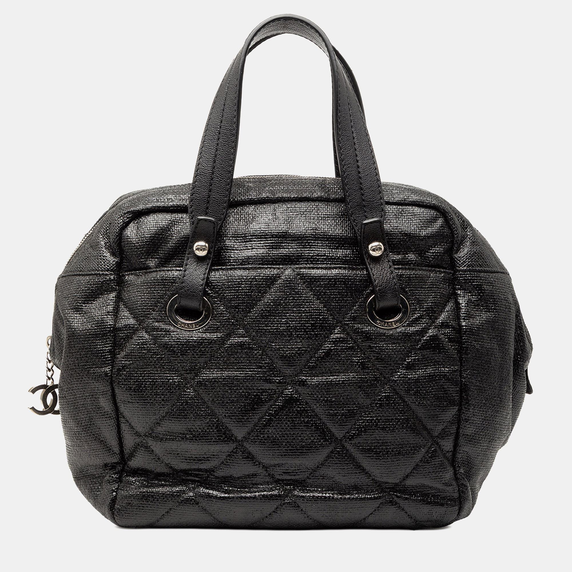 

Chanel Black Quilted Coated Canvas Paris Biarritz Bowler Bag
