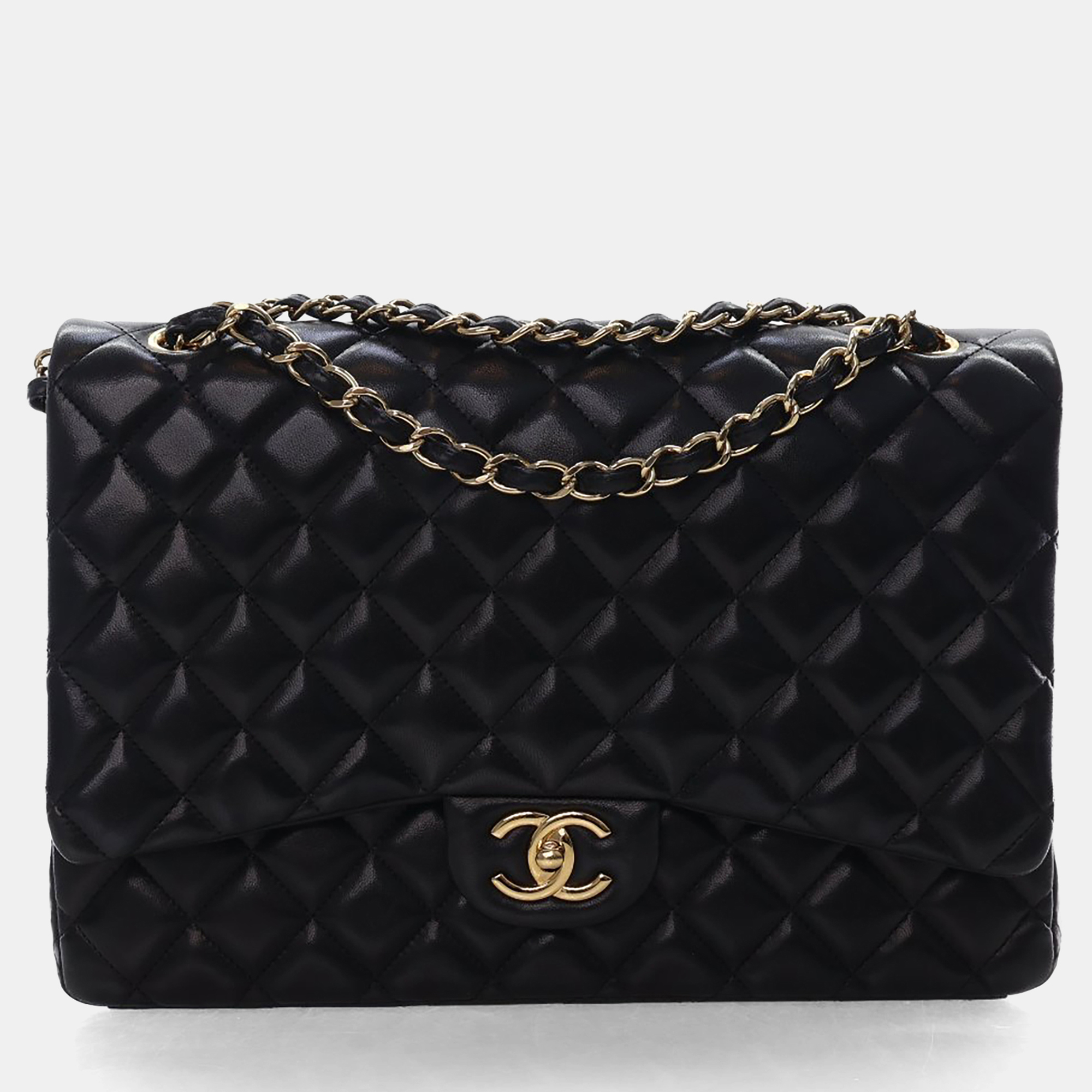 

Chanel Maxi Black Lambskin Classic Double Flap Bag